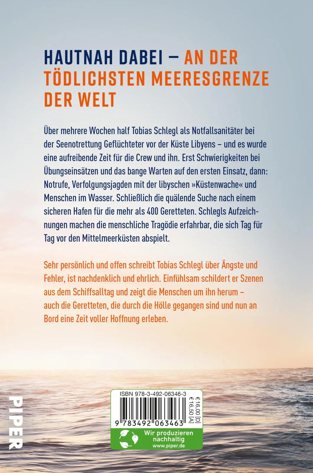 Buchrückseite von 'See. Not. Rettung.' mit Klappentext - Paperback