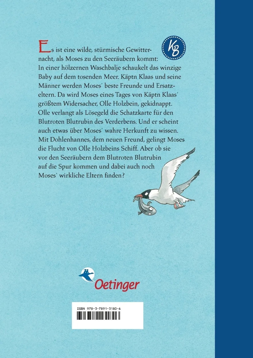 Buchrückseite von 'Seeräubermoses 1' mit Klappentext - Gebundene Ausgabe