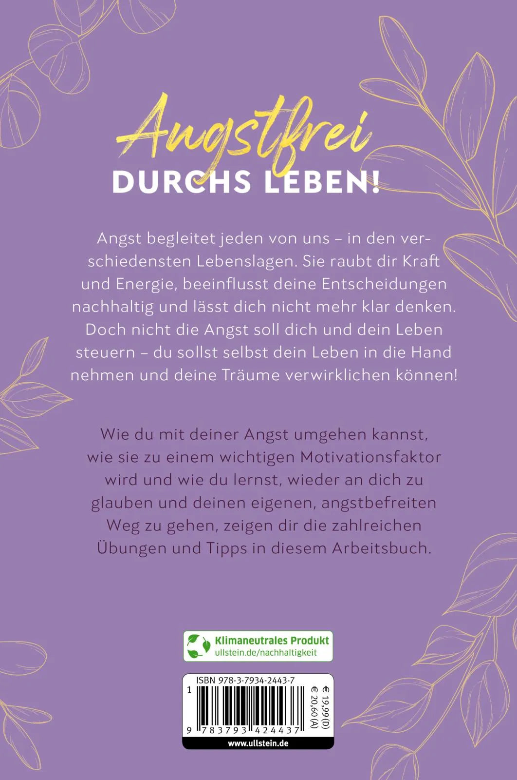 Buchrückseite von 'Sei stärker als die Angst' mit Klappentext - Paperback