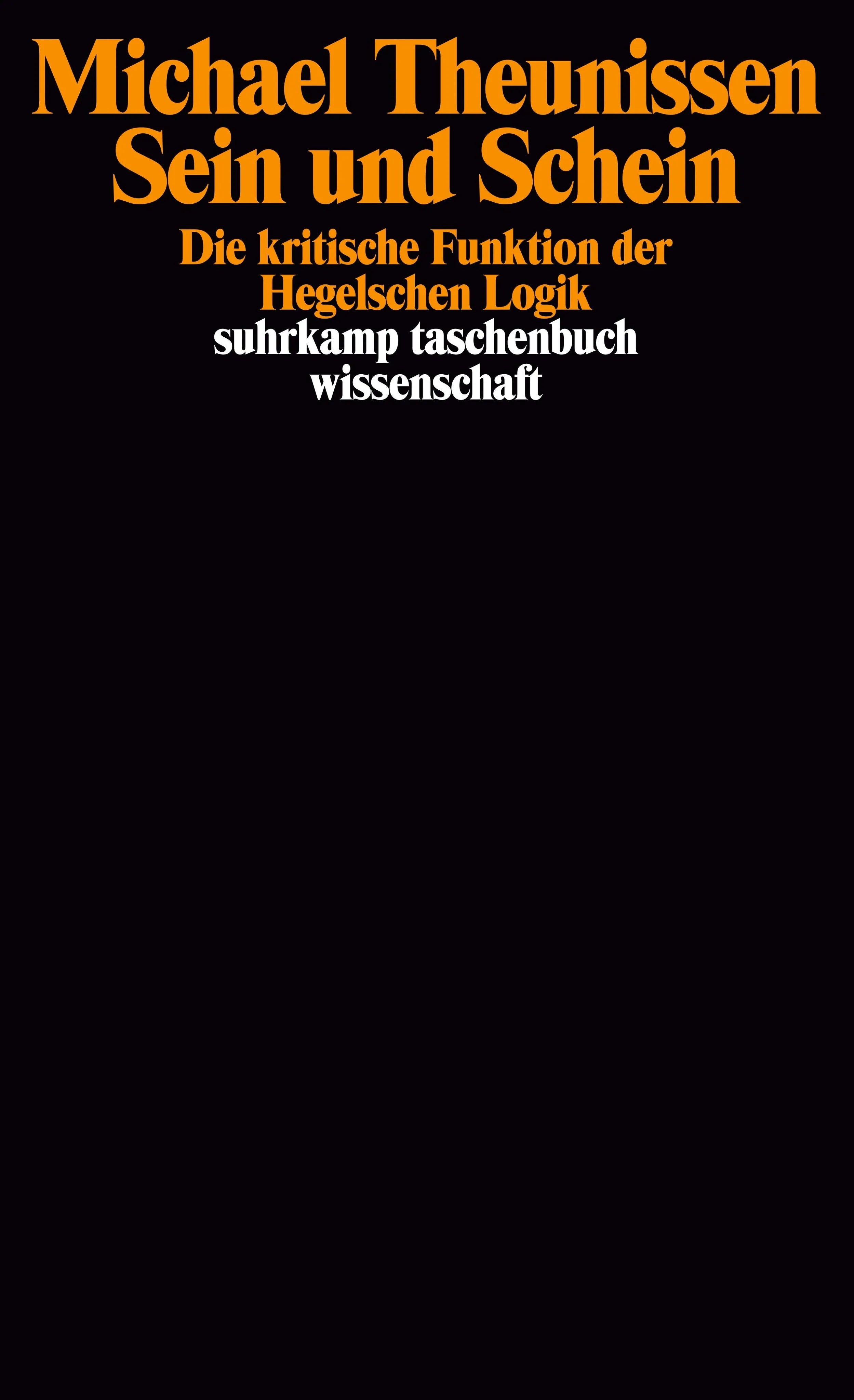 Buchcover von 'Sein und Schein' - Taschenbuch von Michael Theunissen