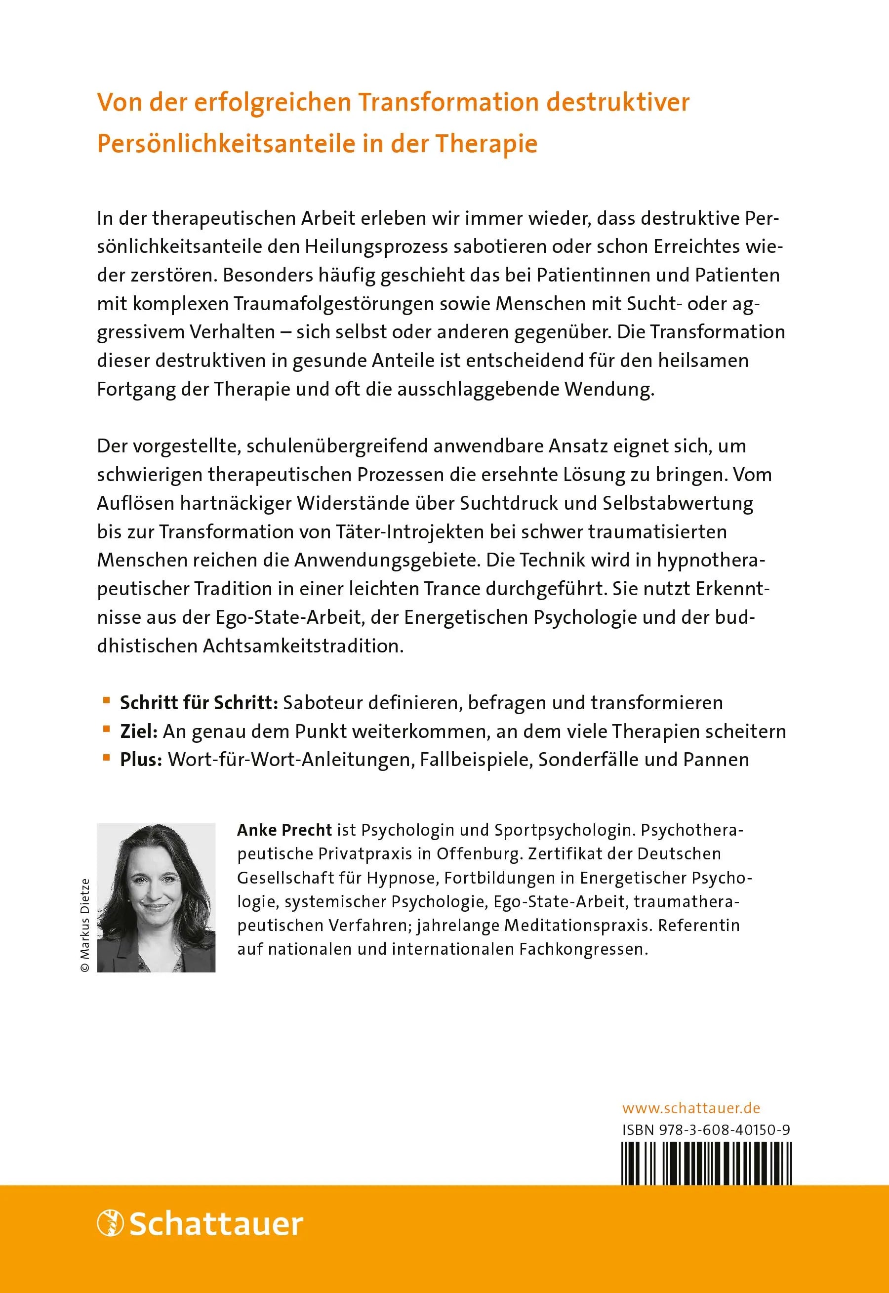 Buchrückseite von 'Selbst- und Fremdsabotage stoppen' mit Klappentext - Paperback