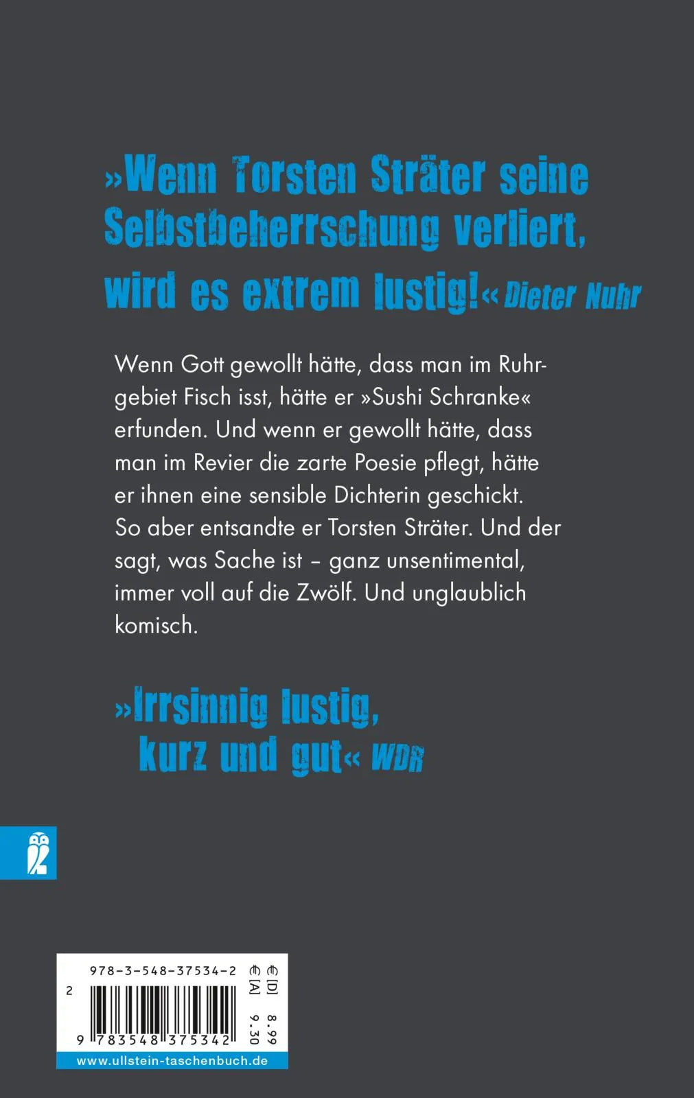 Buchrückseite von 'Selbstbeherrschung umständehalber abzugeben' mit Klappentext - Taschenbuch