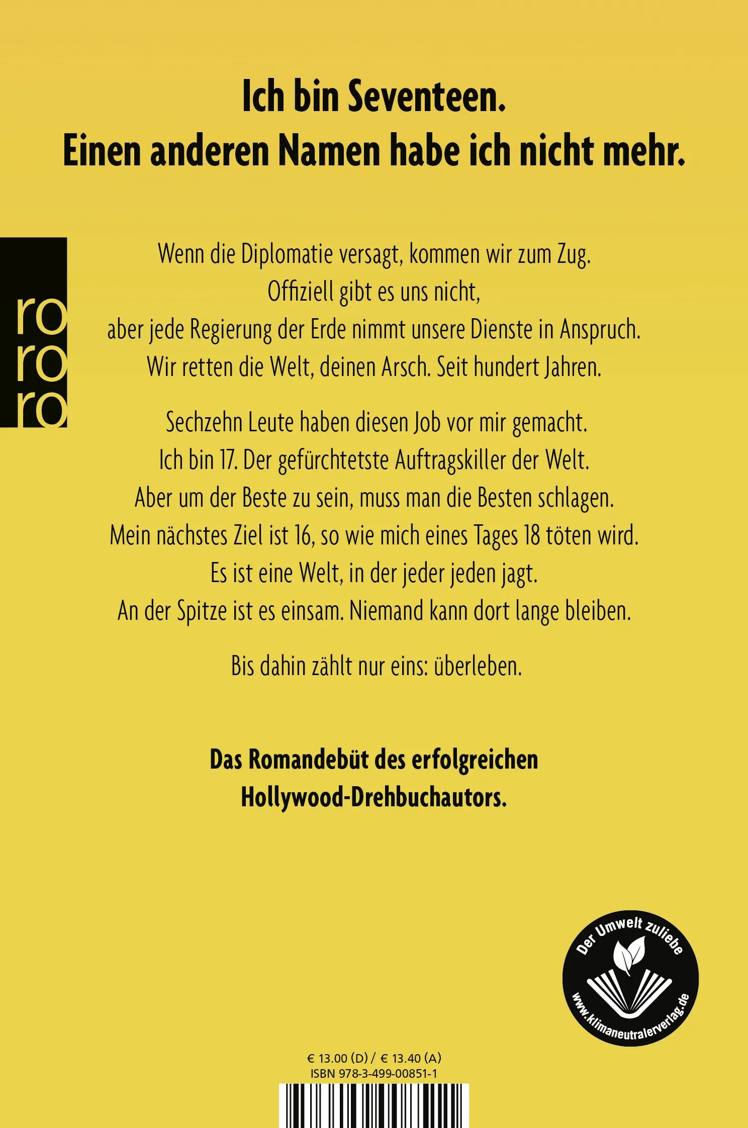 Buchrückseite von 'Seventeen' mit Klappentext - Taschenbuch