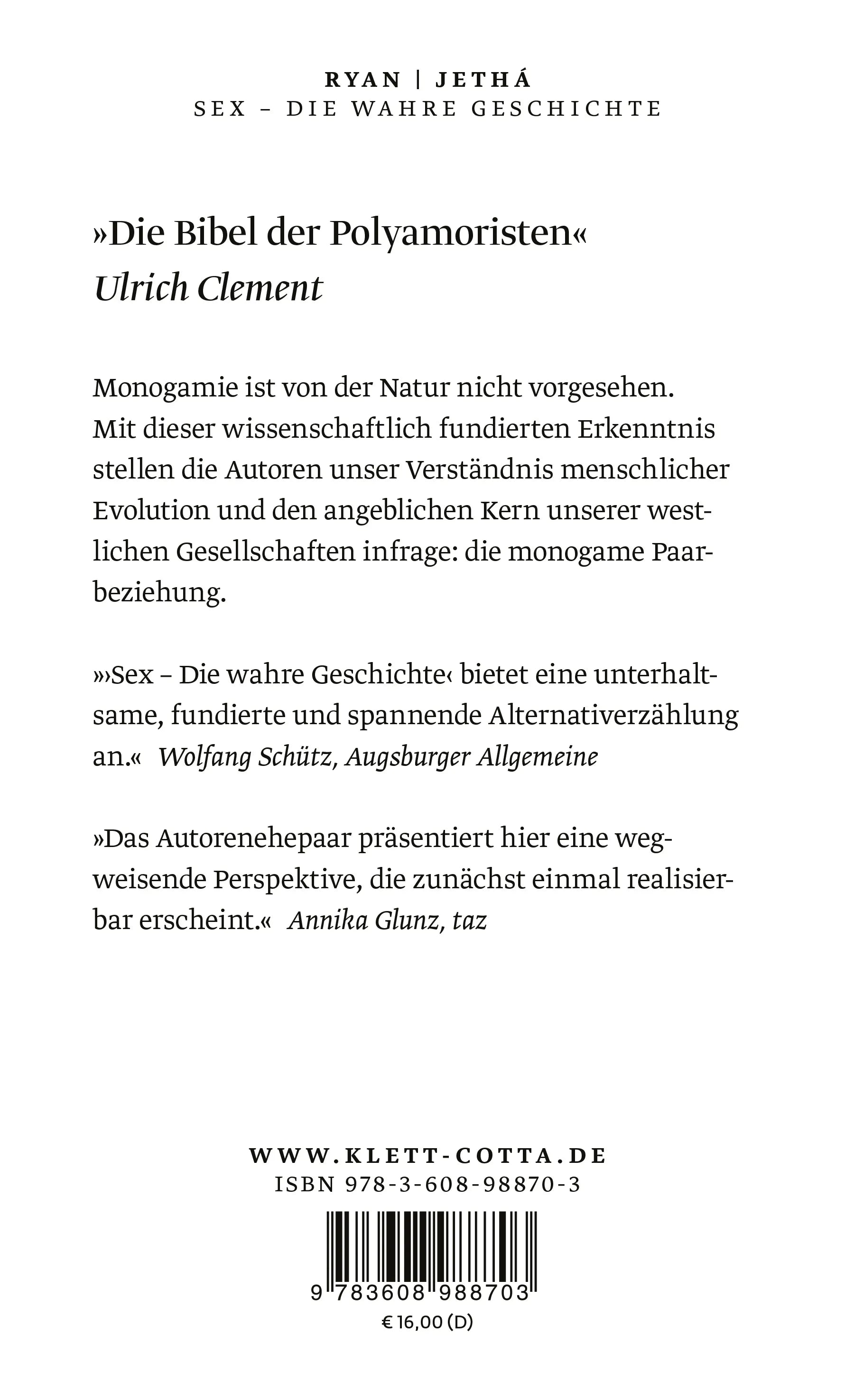 Buchrückseite von 'Sex – die wahre Geschichte' mit Klappentext - Taschenbuch