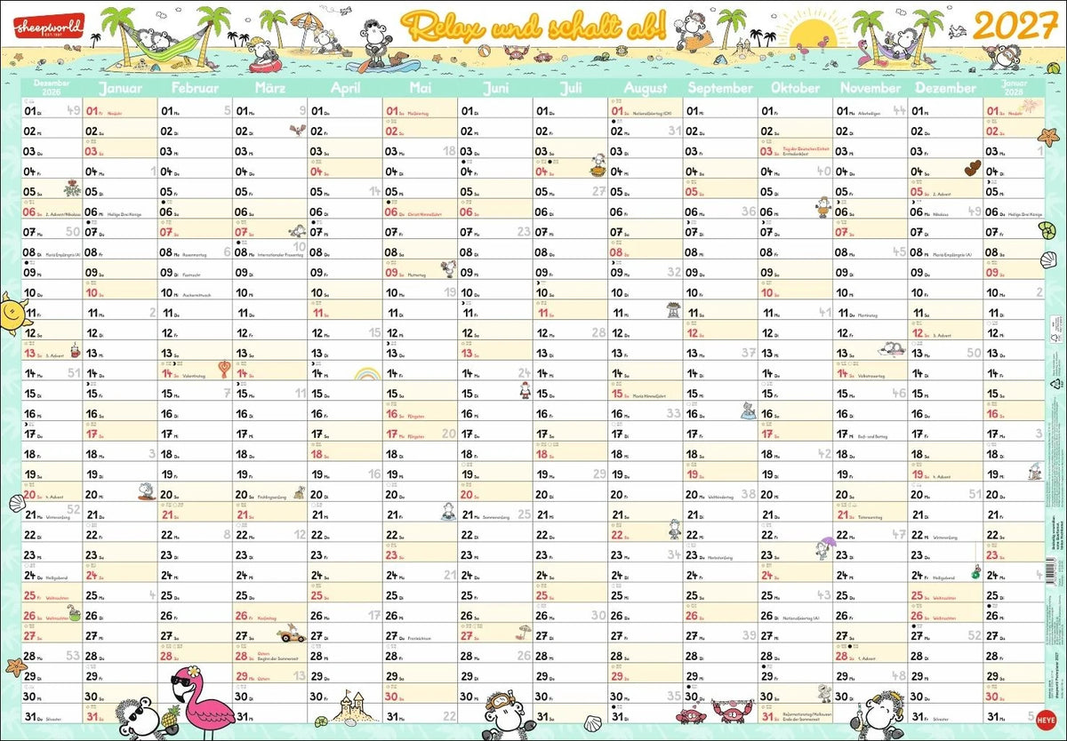Wandkalender: sheepworld Posterplaner 2027