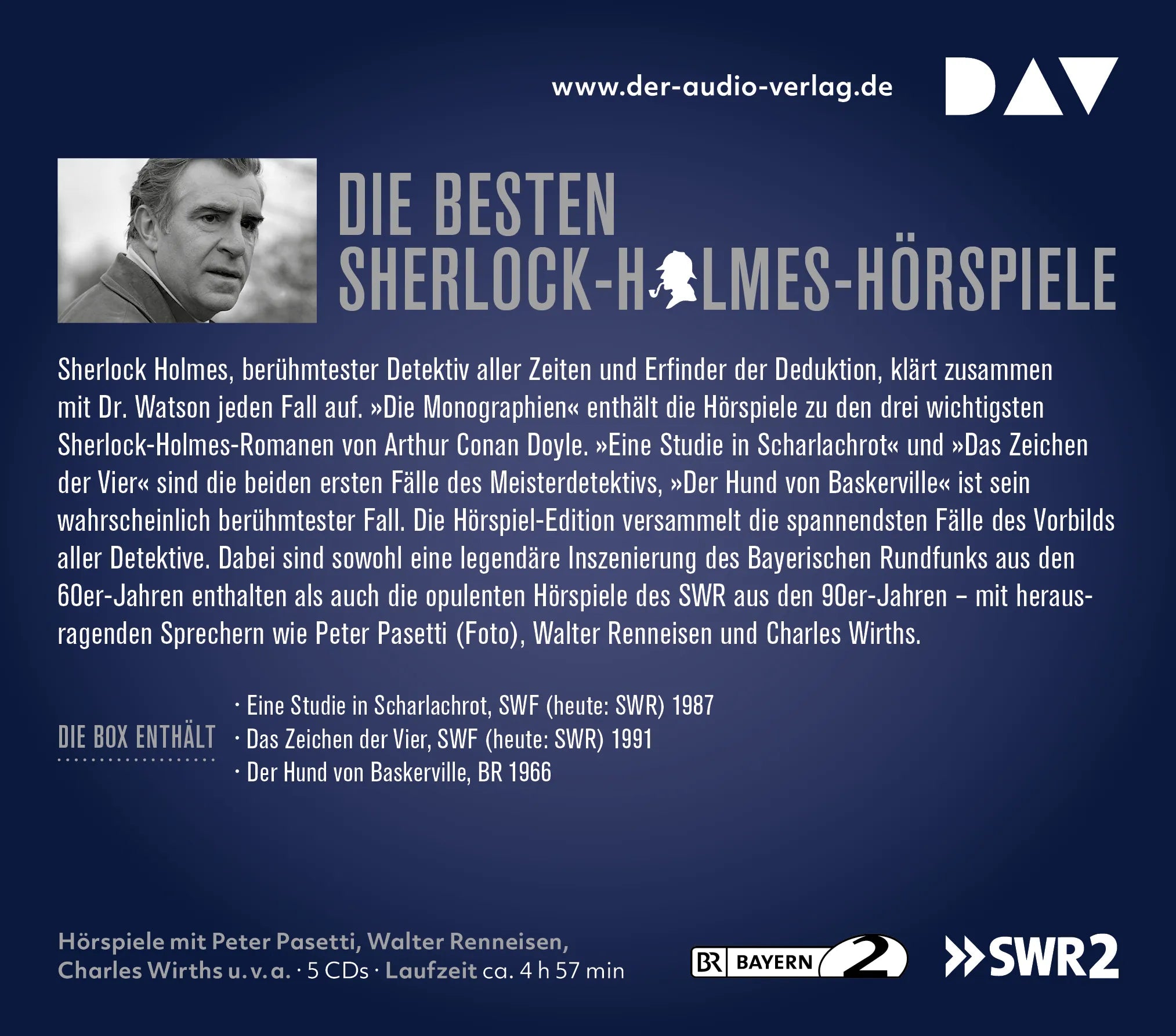 Buchrückseite von 'Sherlock Holmes 1 – Die Monographien' mit Klappentext - Hörbuch (CD)
