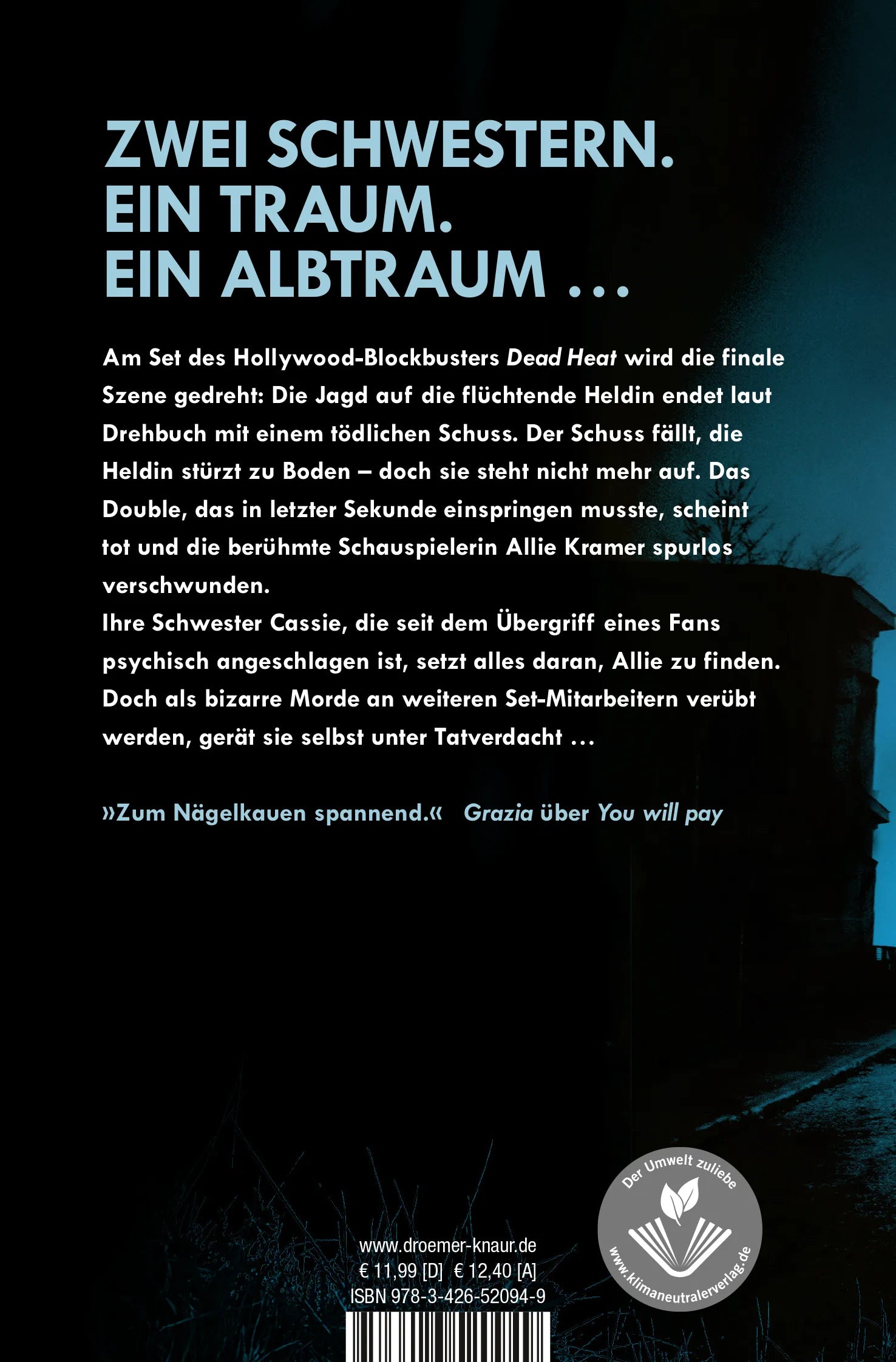 Buchrückseite von 'Showdown - Ich bin dein Tod' mit Klappentext - Taschenbuch
