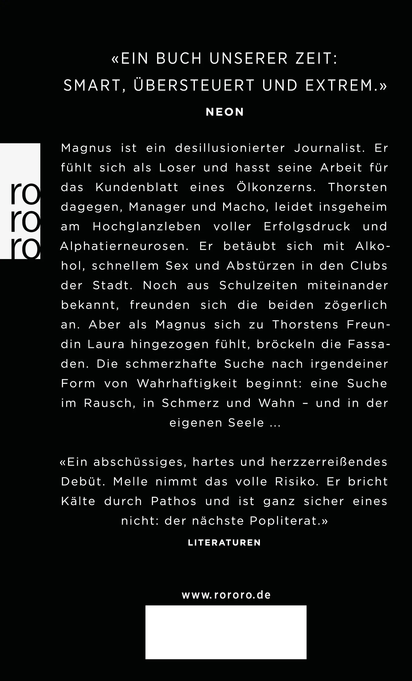 Buchrückseite von 'Sickster' mit Klappentext - Taschenbuch