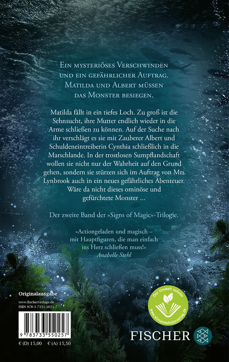 Buchrückseite von 'Signs of Magic 2 – Die Suche nach Tzunath' mit Klappentext - Paperback