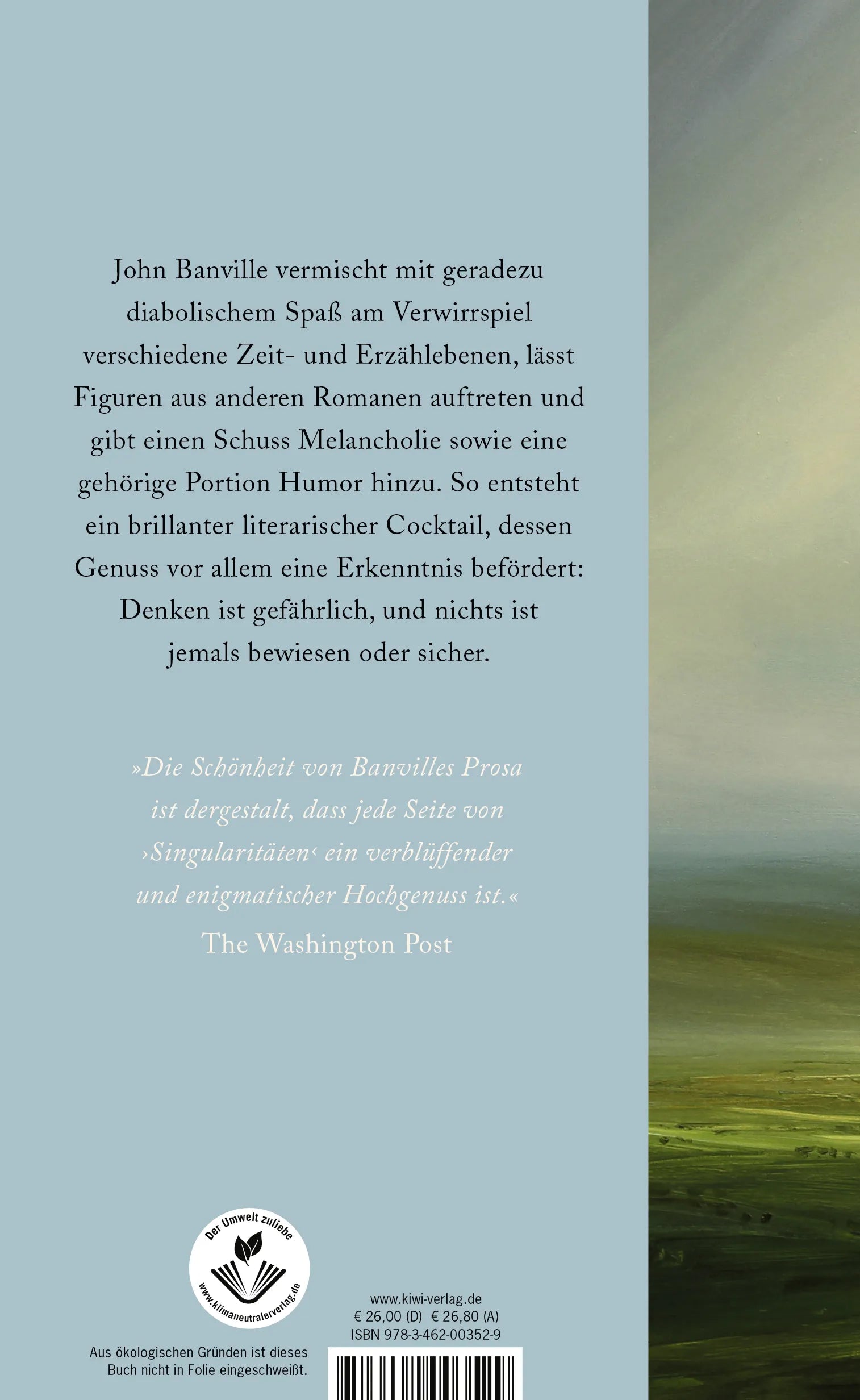 Buchrückseite von 'Singularitäten' mit Klappentext - Gebundene Ausgabe