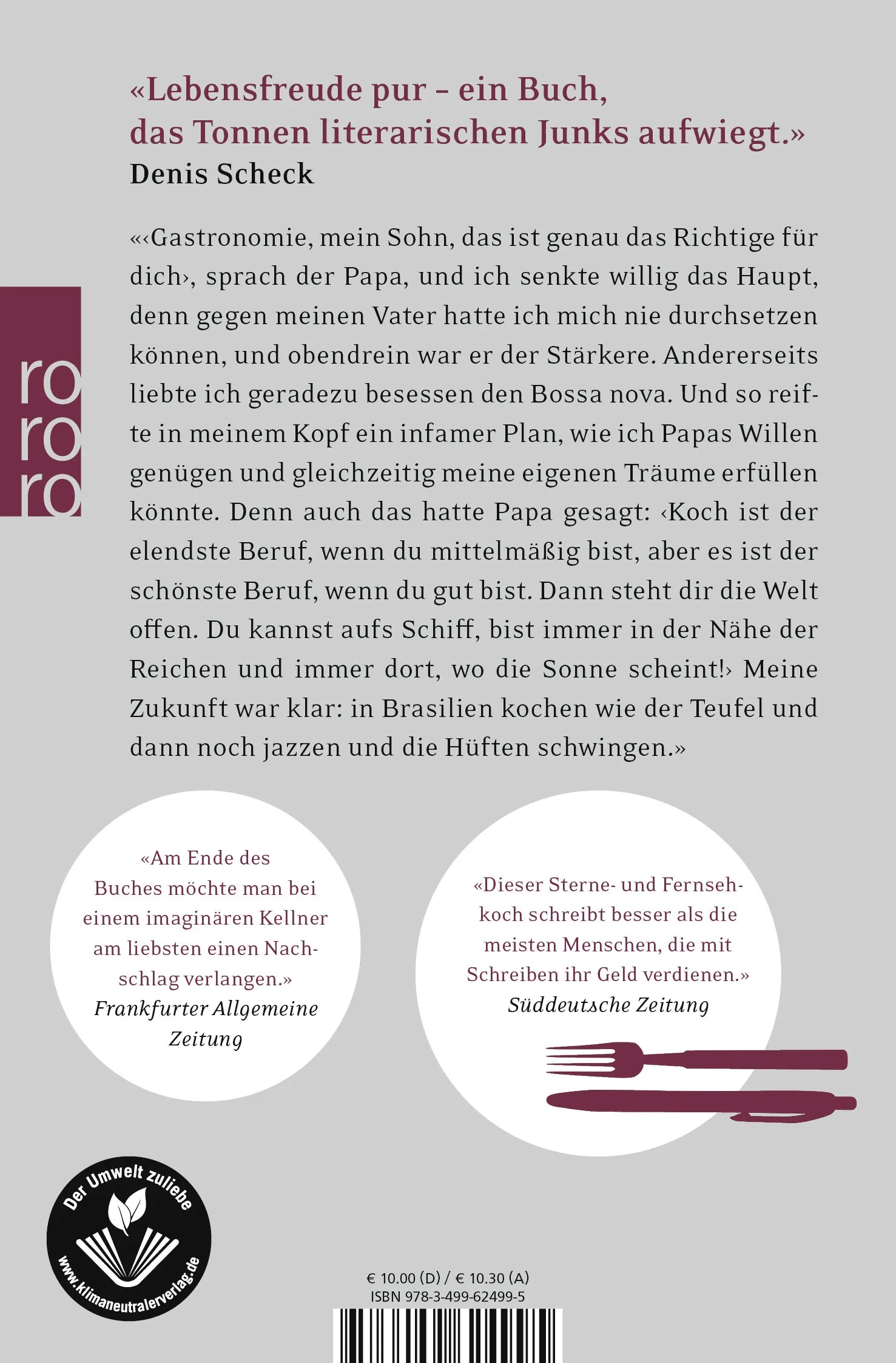 Buchrückseite von 'Sitting Küchenbull' mit Klappentext - Taschenbuch