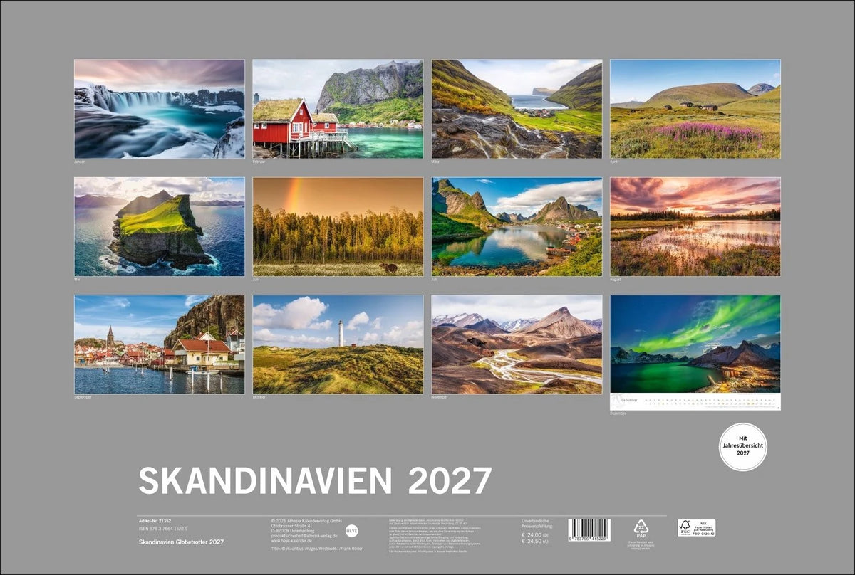 Skandinavien Globetrotter Kalender 2027 - Von stillen Wäldern, Seen und Fjorden – Ansicht