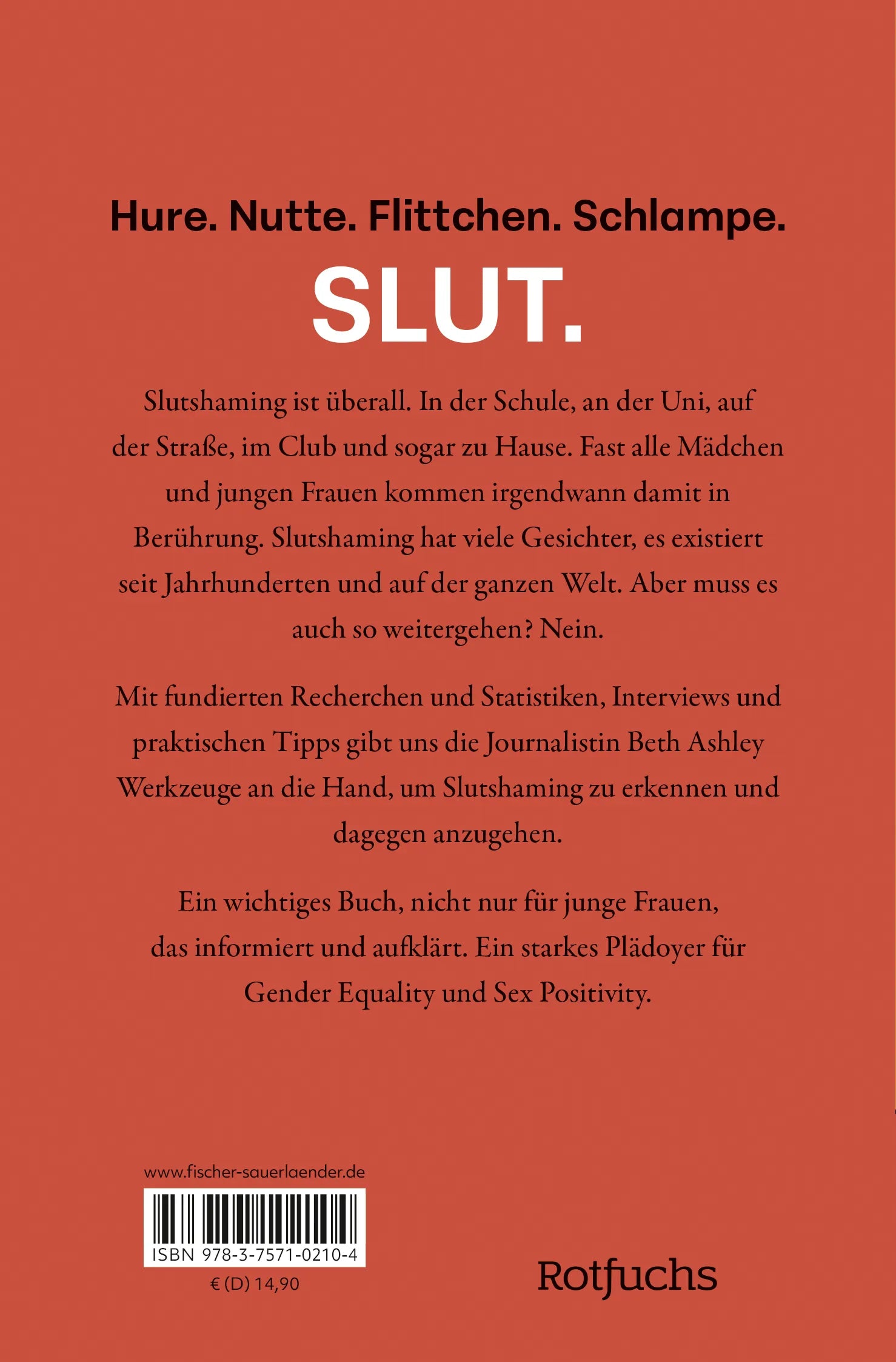 Buchrückseite von 'SLUTS' mit Klappentext - Paperback