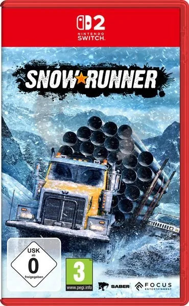 Cover: SnowRunner für Nintendo Switch 2. Publisher: PLAION GmbH