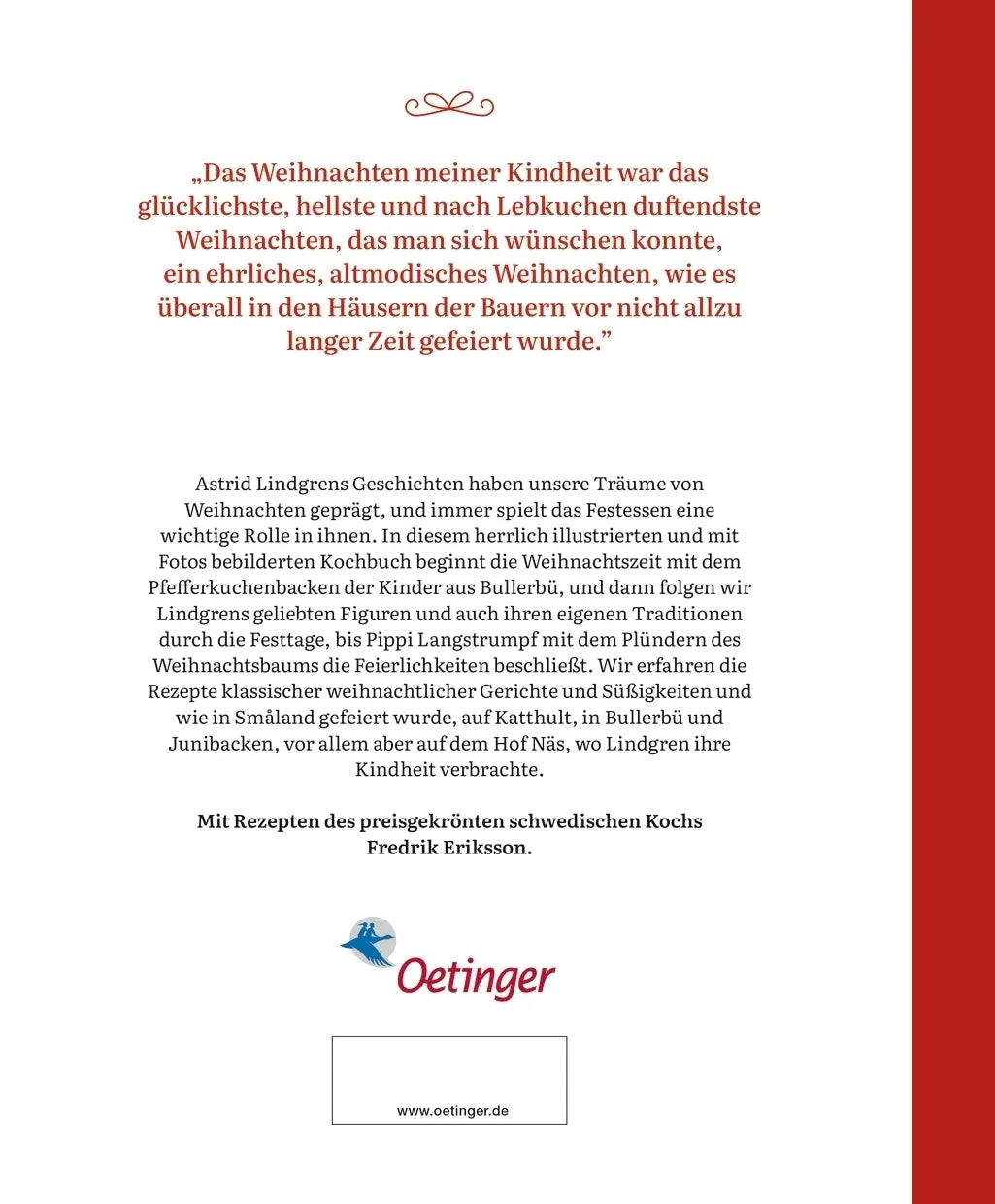 Buchrückseite von 'So schmeckt mein Weihnachten' mit Klappentext - Gebundene Ausgabe