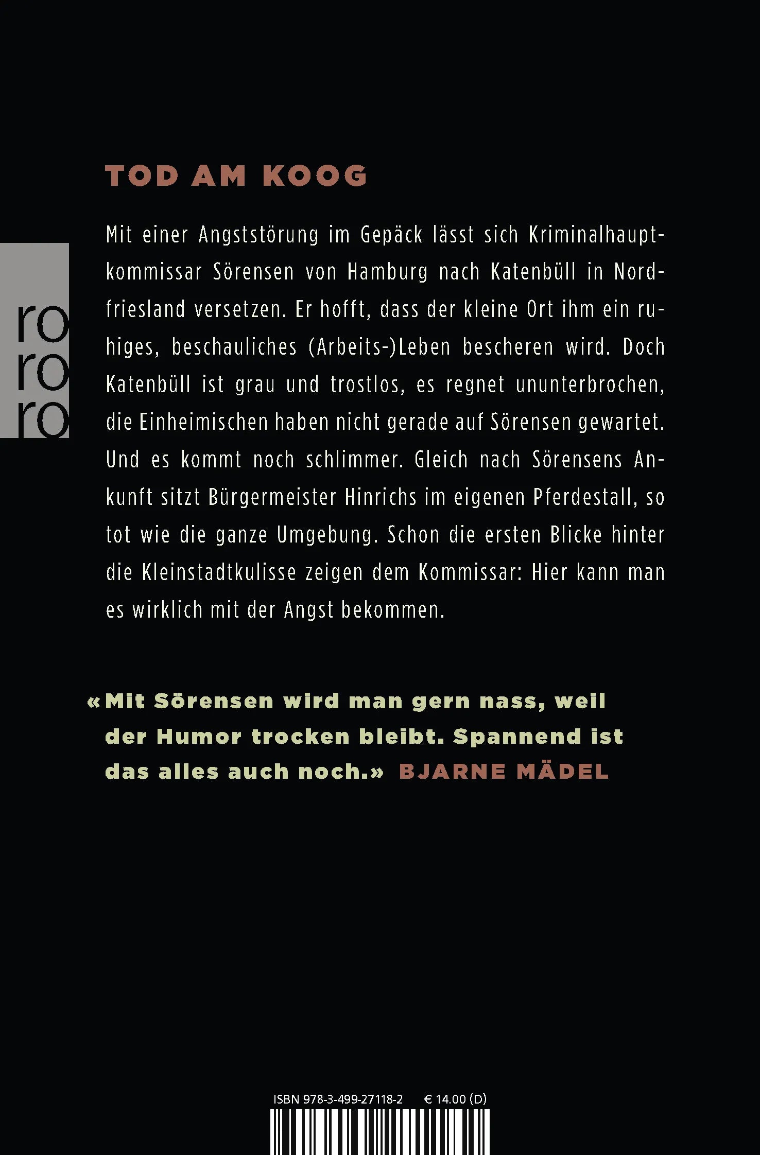 Buchrückseite von 'Sörensen hat Angst' mit Klappentext - Taschenbuch