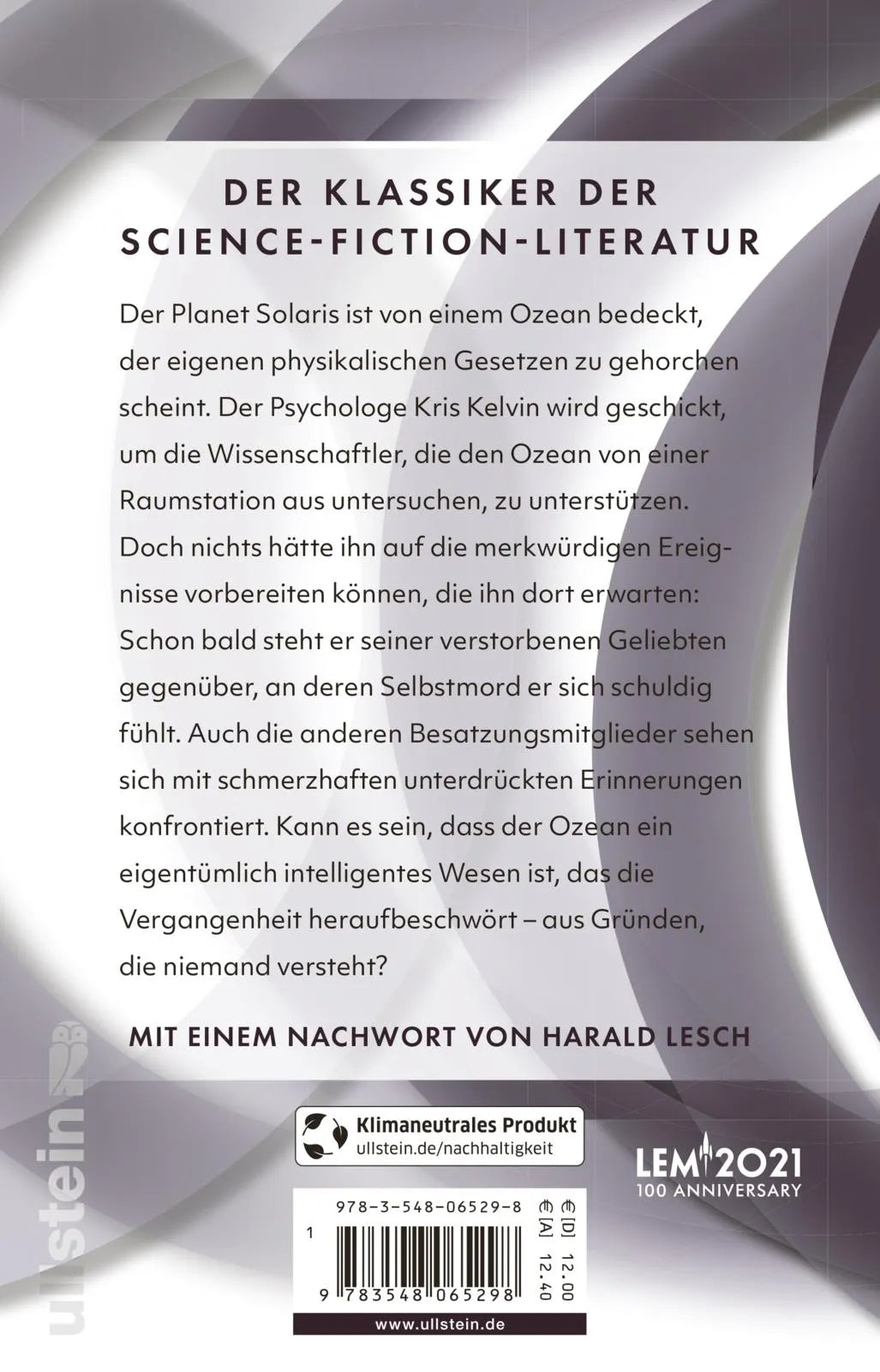 Buchrückseite von 'Solaris' mit Klappentext - Taschenbuch
