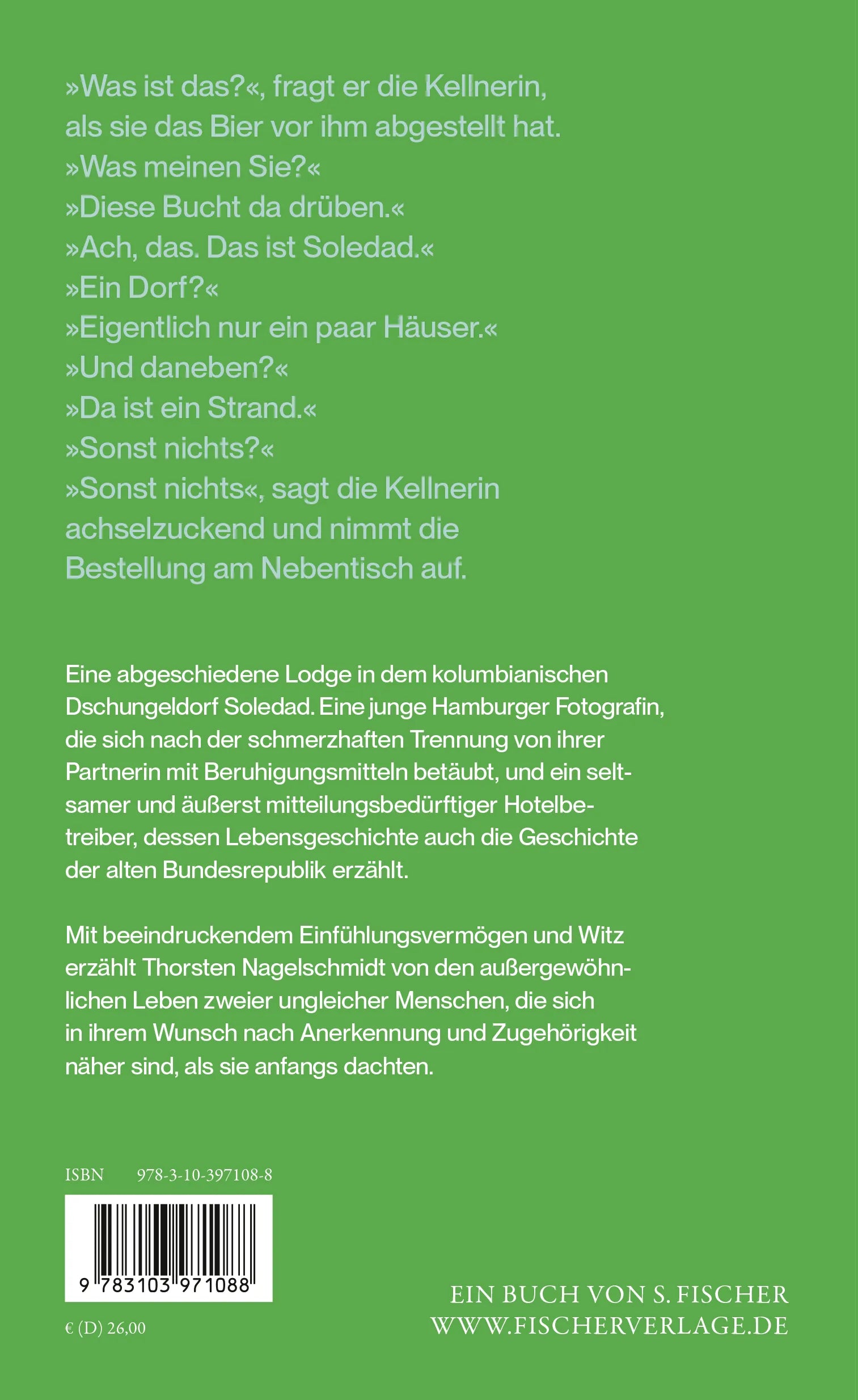 Buchrückseite von 'Soledad' mit Klappentext - Gebundene Ausgabe