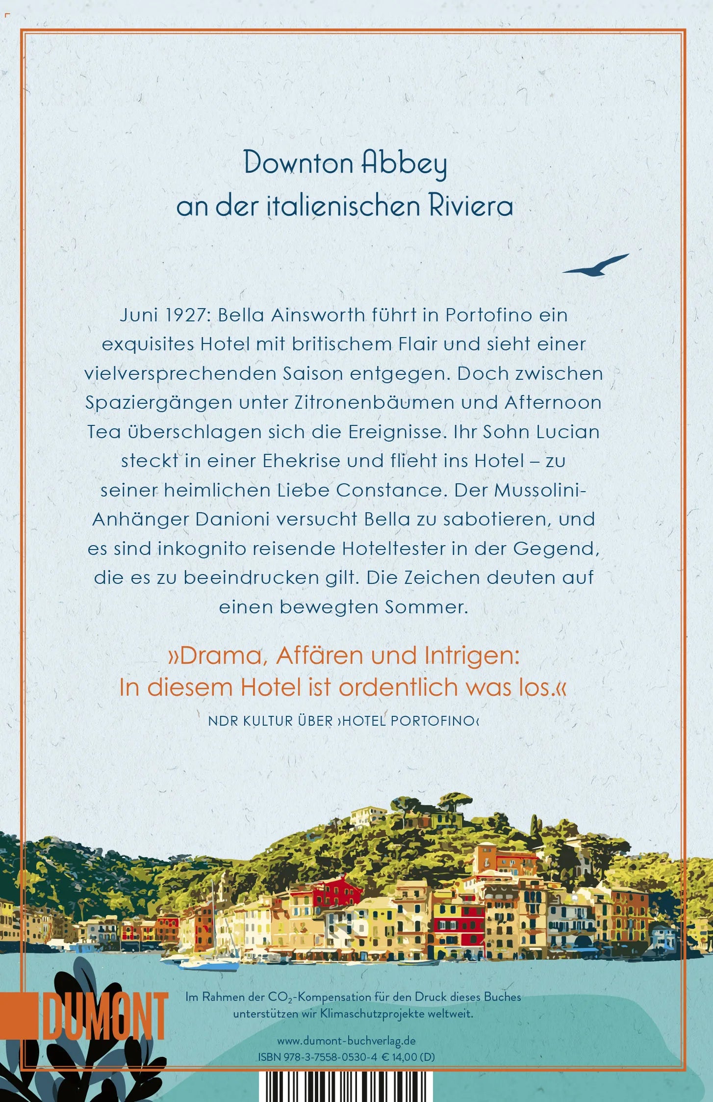 BuchrÃ¼ckseite von 'Sommer im Hotel Portofino' mit Klappentext - Taschenbuch