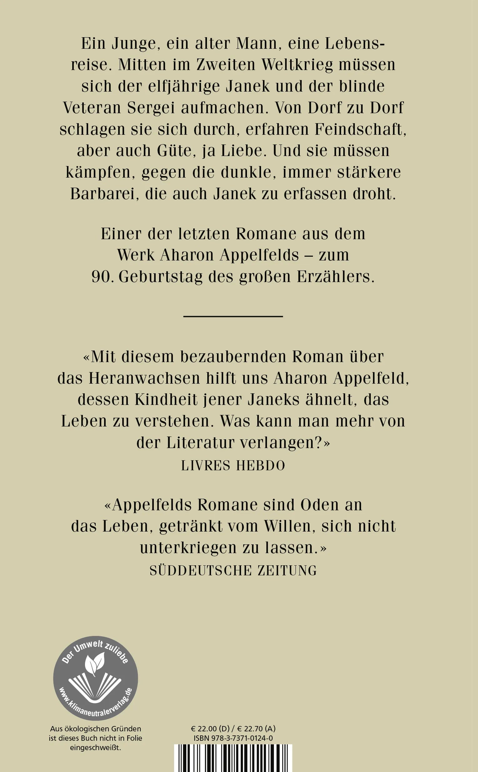 Buchrückseite von 'Sommernächte' mit Klappentext - Gebundene Ausgabe