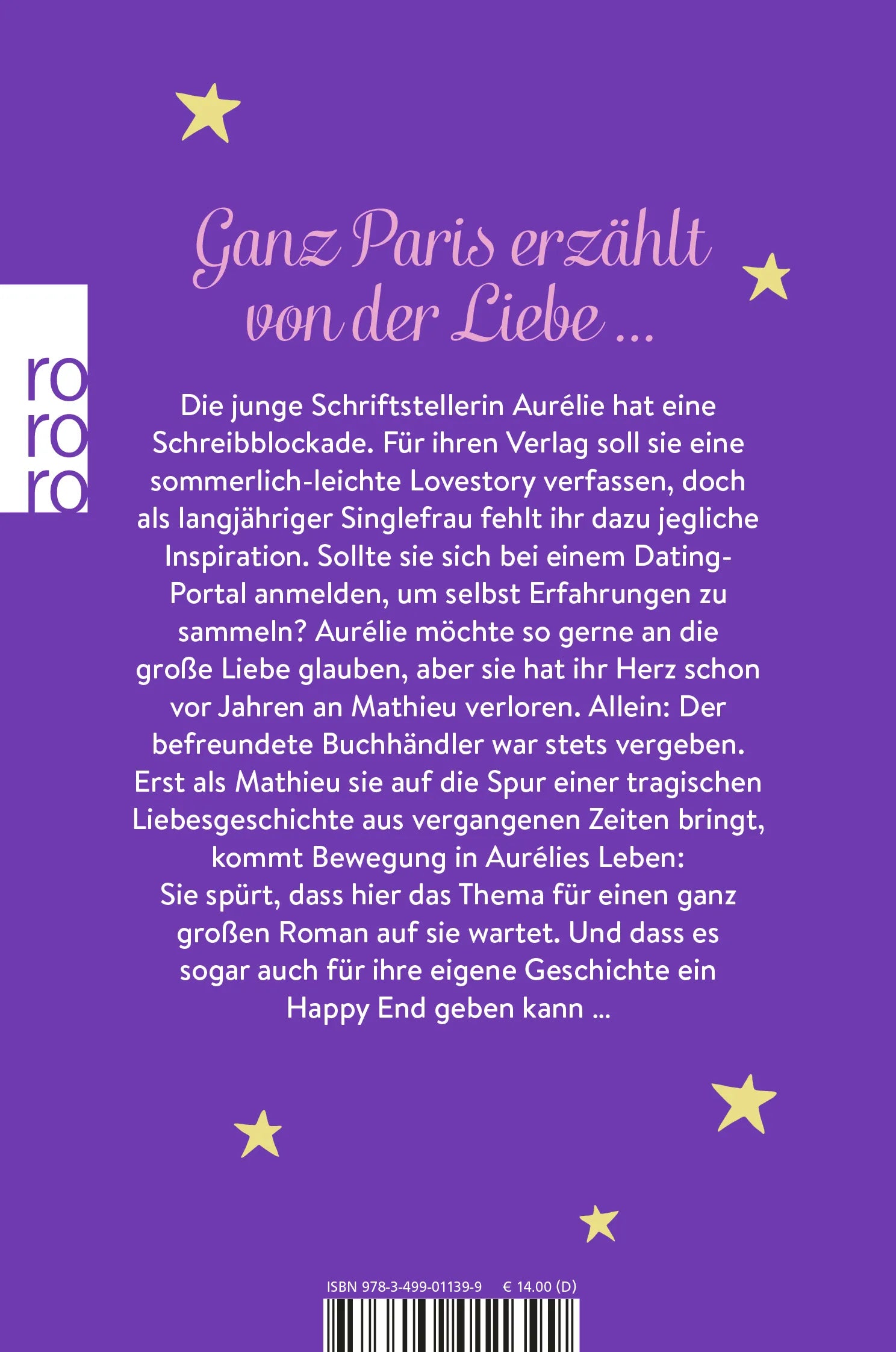 Buchrückseite von 'Sommernächte unter dem Eiffelturm' mit Klappentext - Taschenbuch