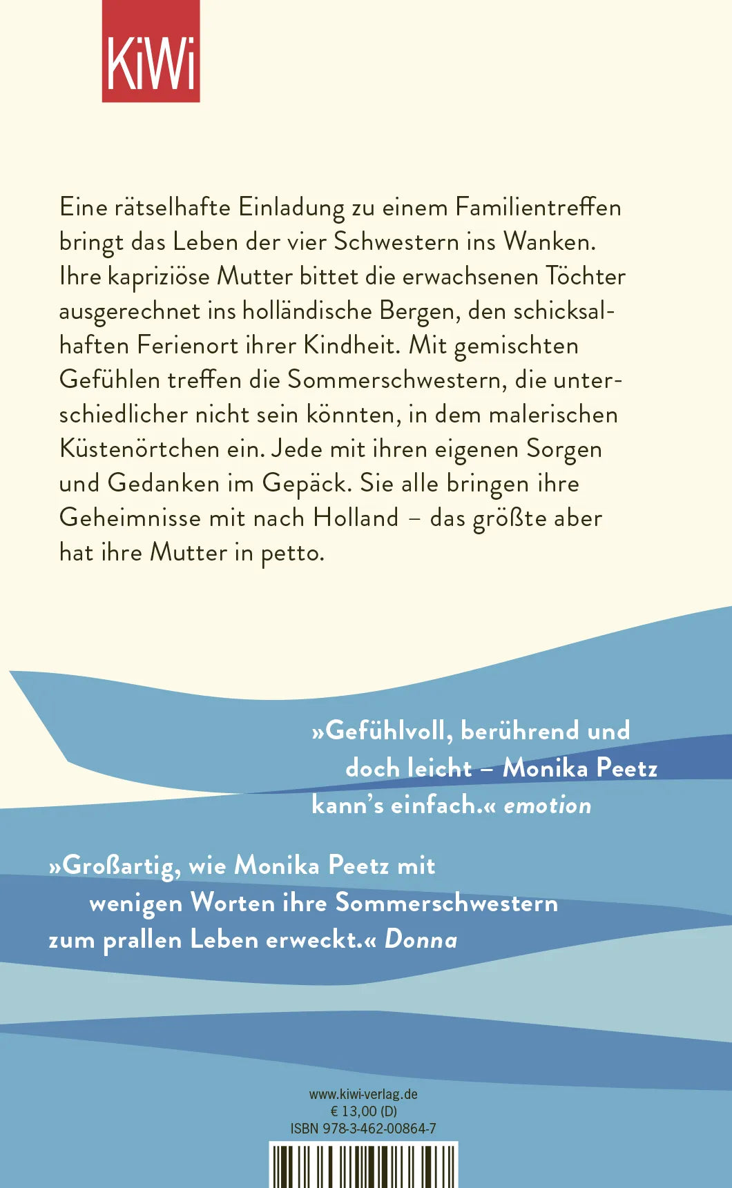 Buchrückseite von 'Sommerschwestern' mit Klappentext - Gebundene Ausgabe