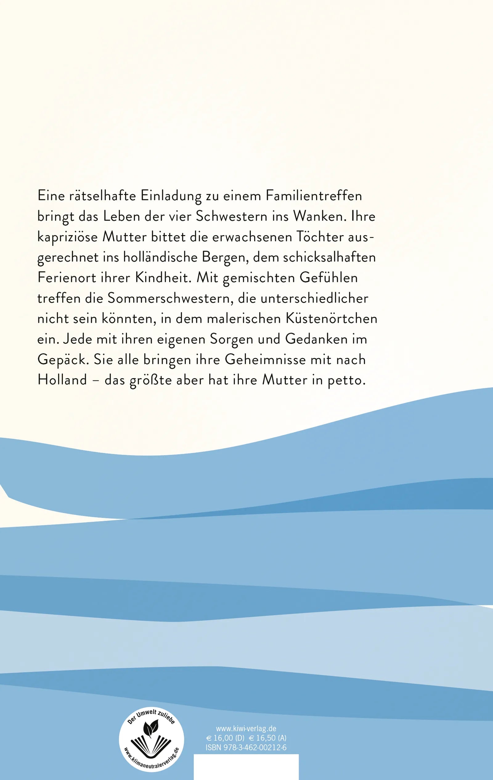 Buchrückseite von 'Sommerschwestern' mit Klappentext - Paperback