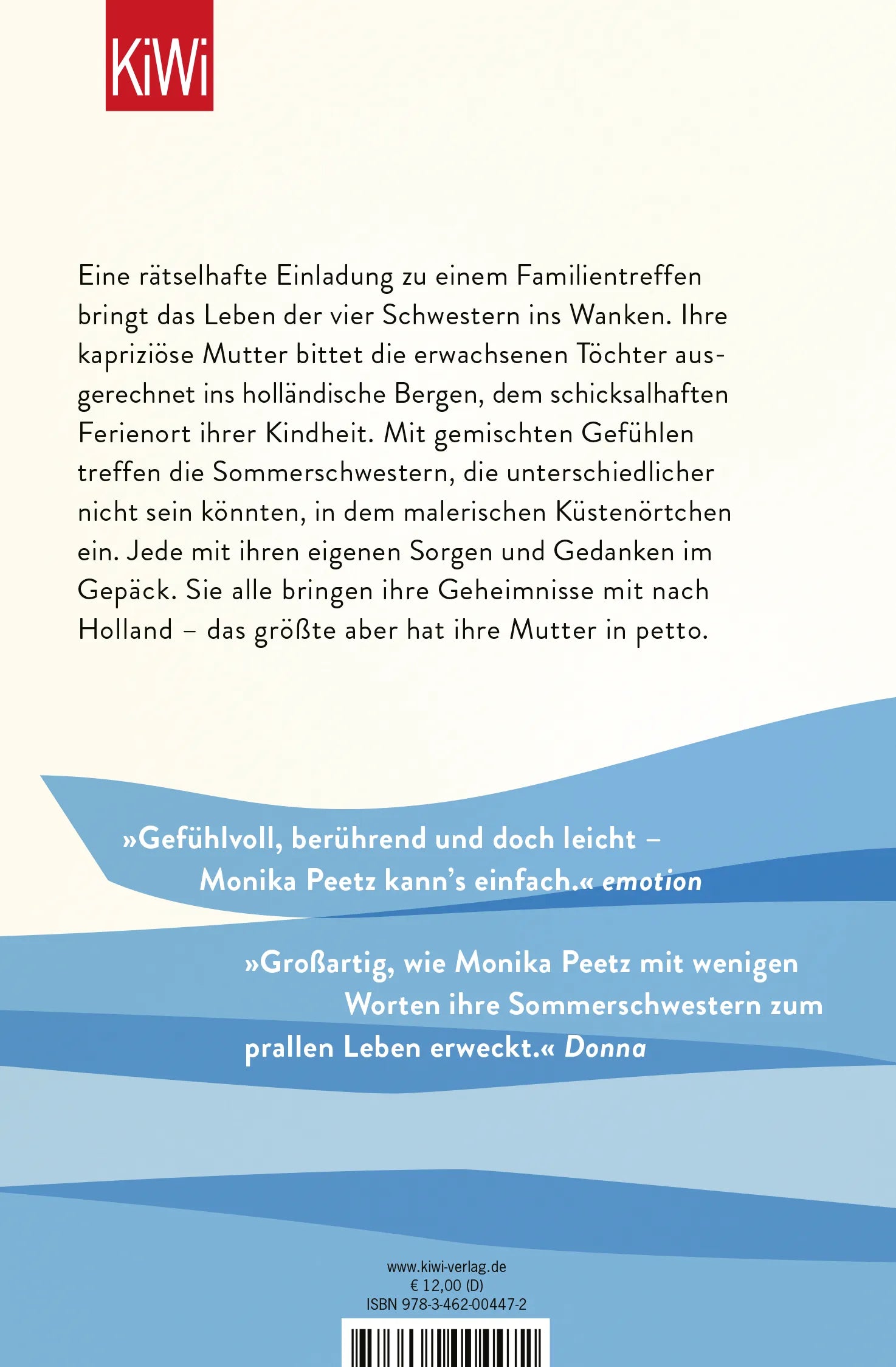 Buchrückseite von 'Sommerschwestern' mit Klappentext - Taschenbuch