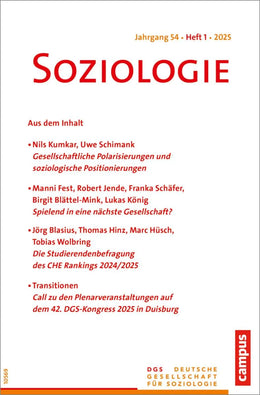 Cover: Soziologie 1/2025 (E-Book) von Dirk Baecker