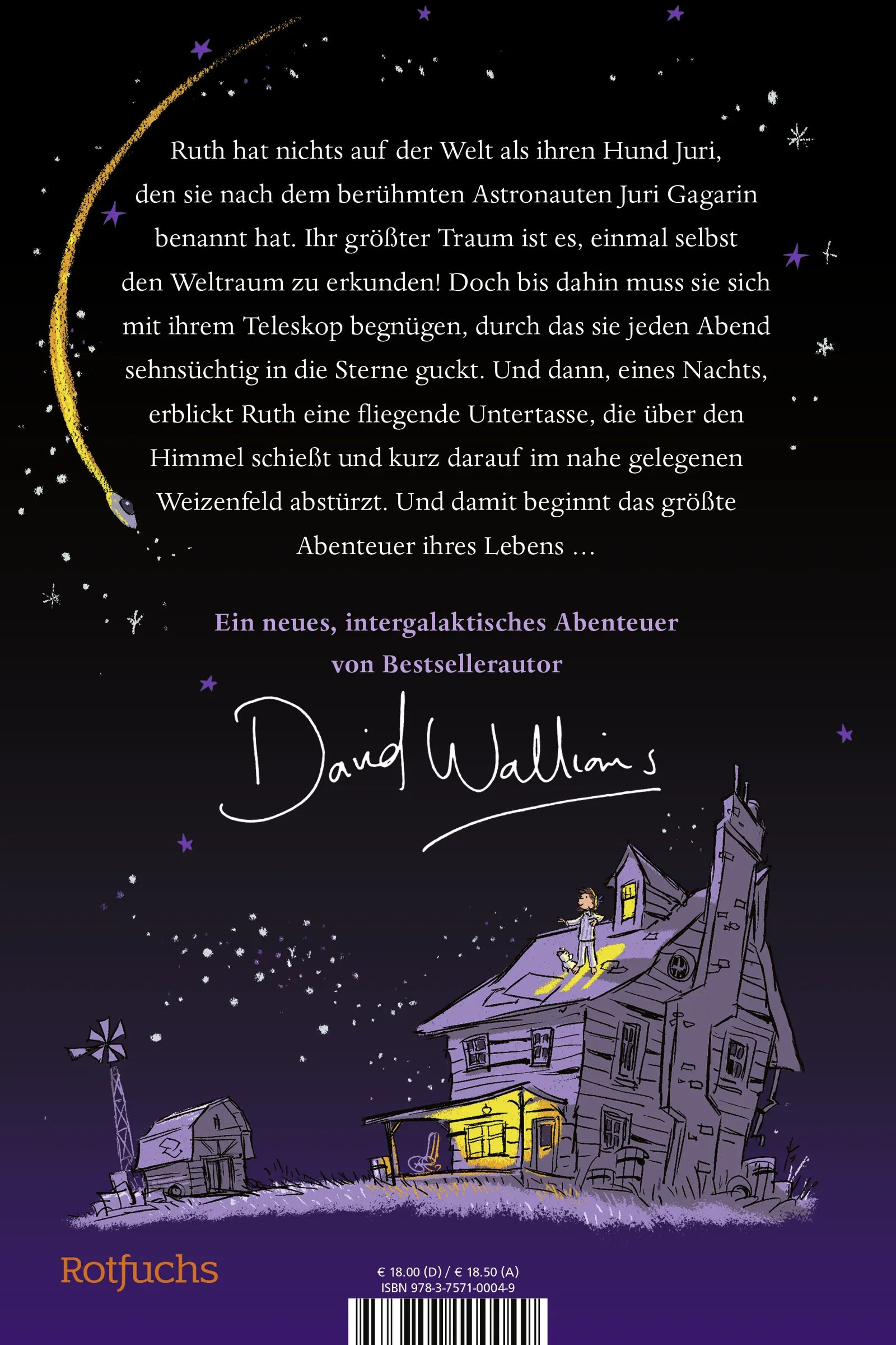 Buchrückseite von 'Spaceboy' mit Klappentext - Gebundene Ausgabe