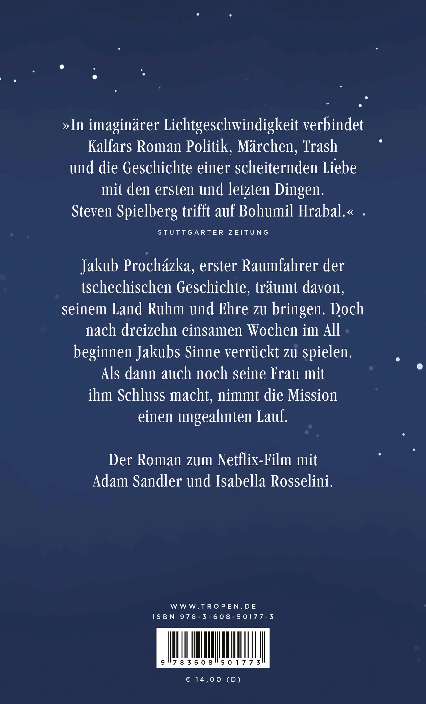 Buchrückseite von 'Spaceman of Bohemia' mit Klappentext - Taschenbuch