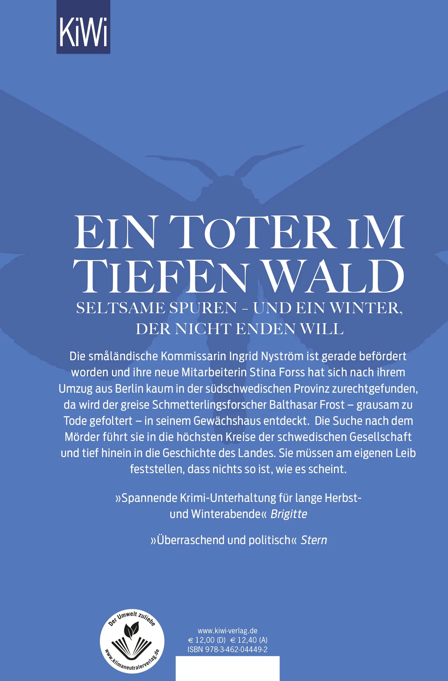 Buchrückseite von 'Später Frost' mit Klappentext - Taschenbuch