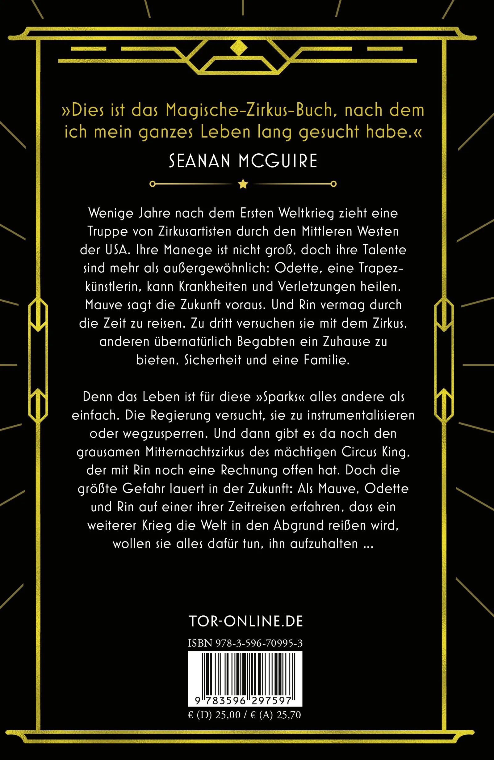Buchrückseite von 'Sparks' mit Klappentext - Gebundene Ausgabe