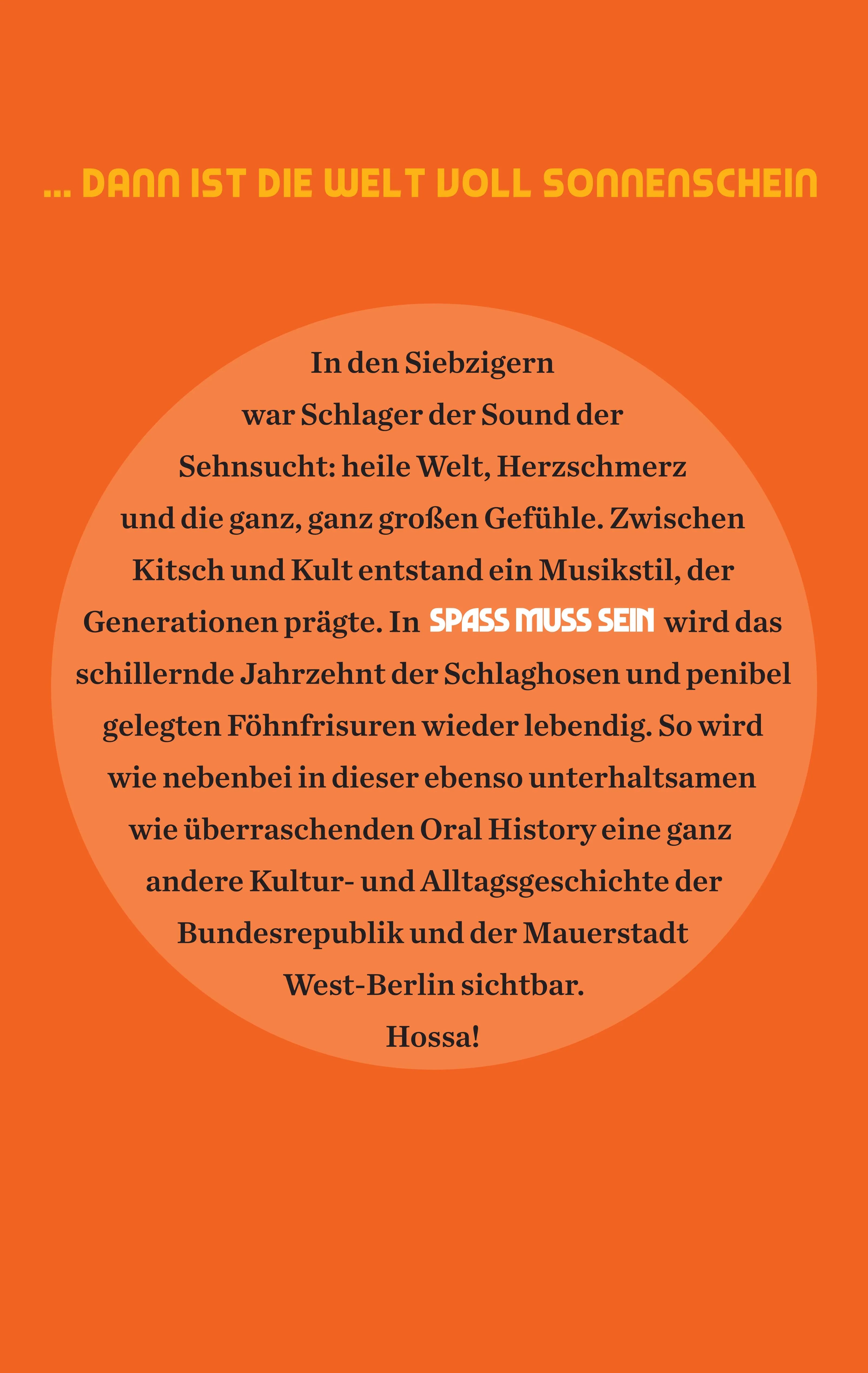 Buchrückseite von 'Spaß muss sein' mit Klappentext - Paperback