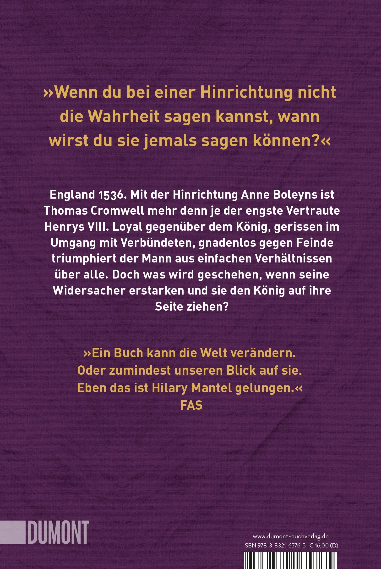 Buchrückseite von 'Spiegel und Licht' mit Klappentext - Taschenbuch