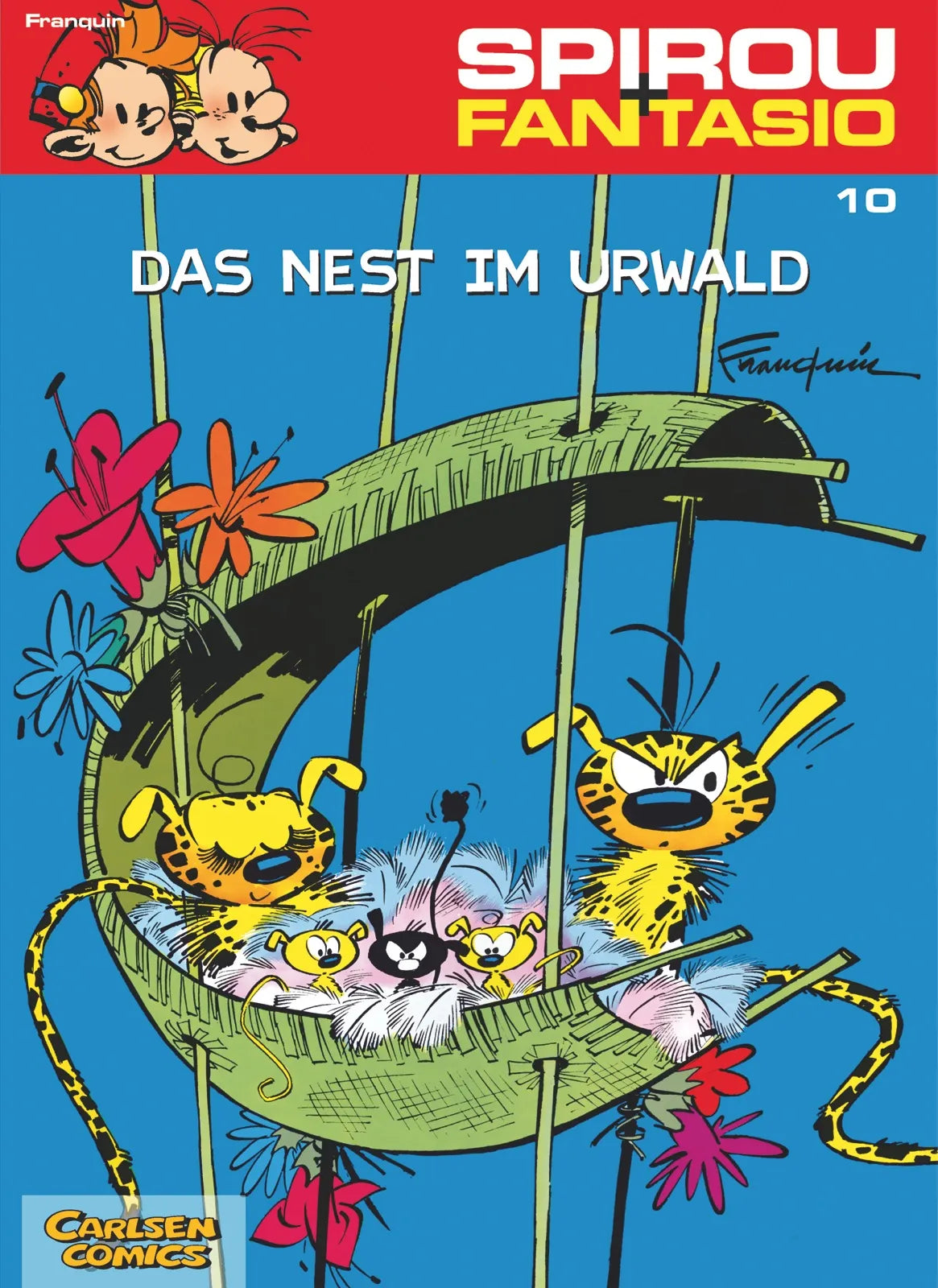 Buchcover von 'Spirou und Fantasio 10: Das Nest im Urwald' - Taschenbuch von André Franquin