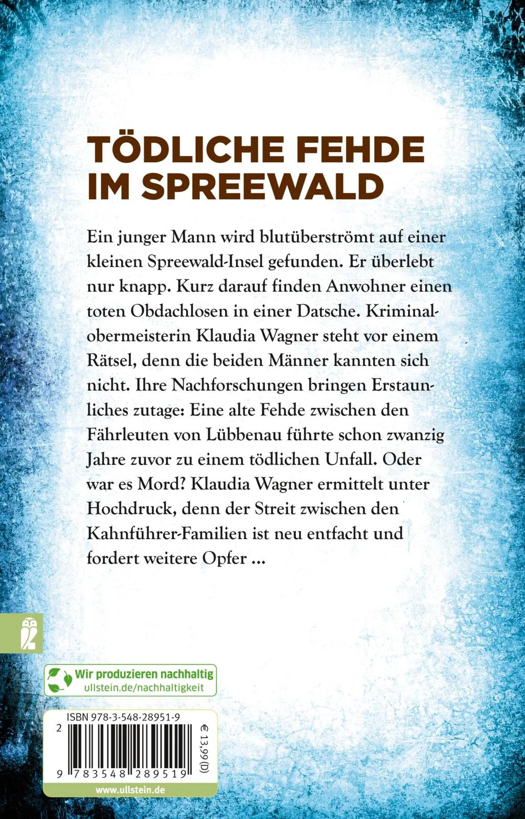 Buchrückseite von 'Spreewaldrache' mit Klappentext - Taschenbuch