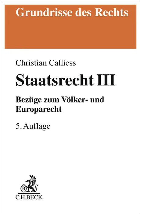 Buchcover von 'Staatsrecht III' - Taschenbuch von Christian Calliess