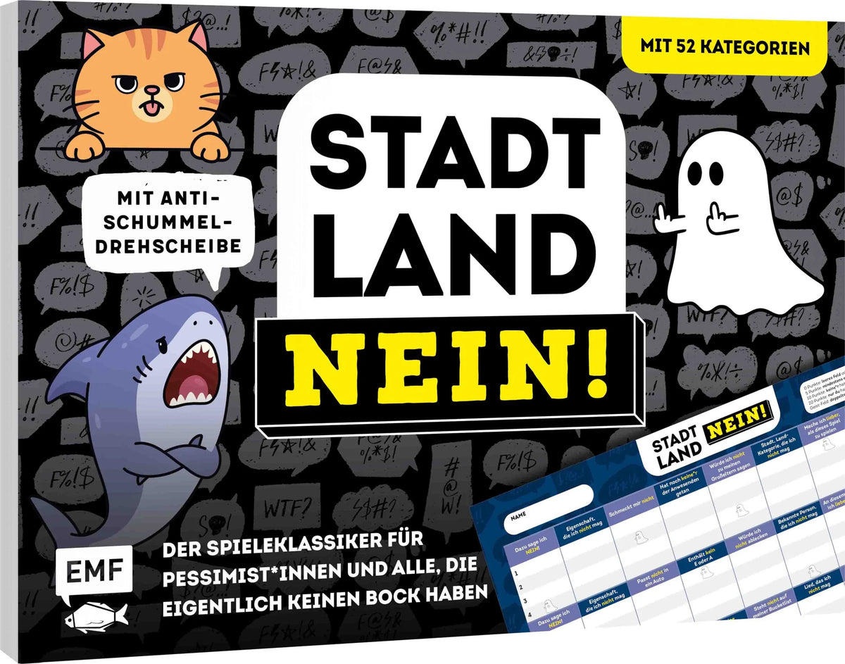Familienspiel: Stadt, Land, NEIN! – Der Spieleklassiker für Pessimist*innen und alle, die eigentlich keinen Bock haben