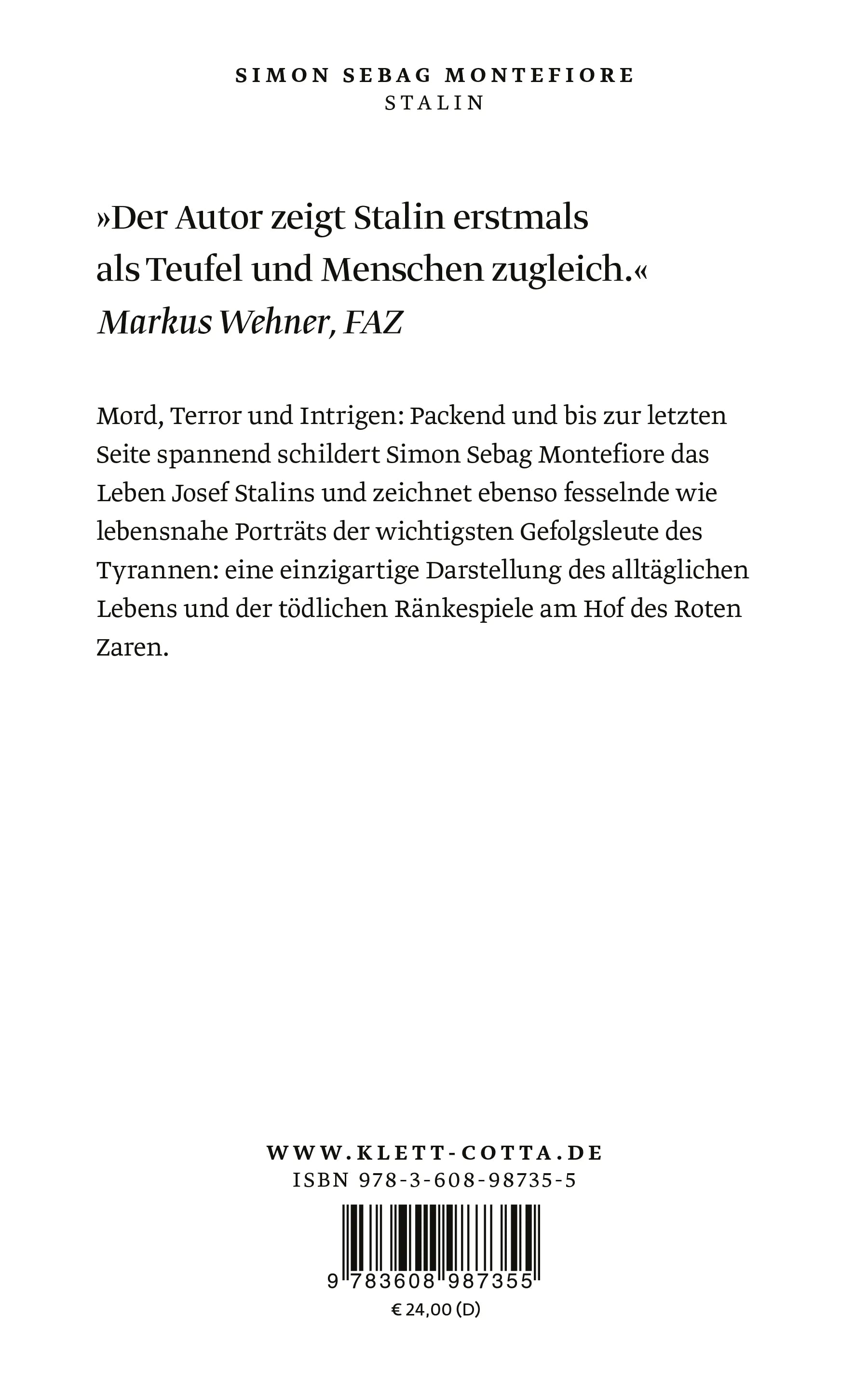 Buchrückseite von 'Stalin' mit Klappentext - Taschenbuch
