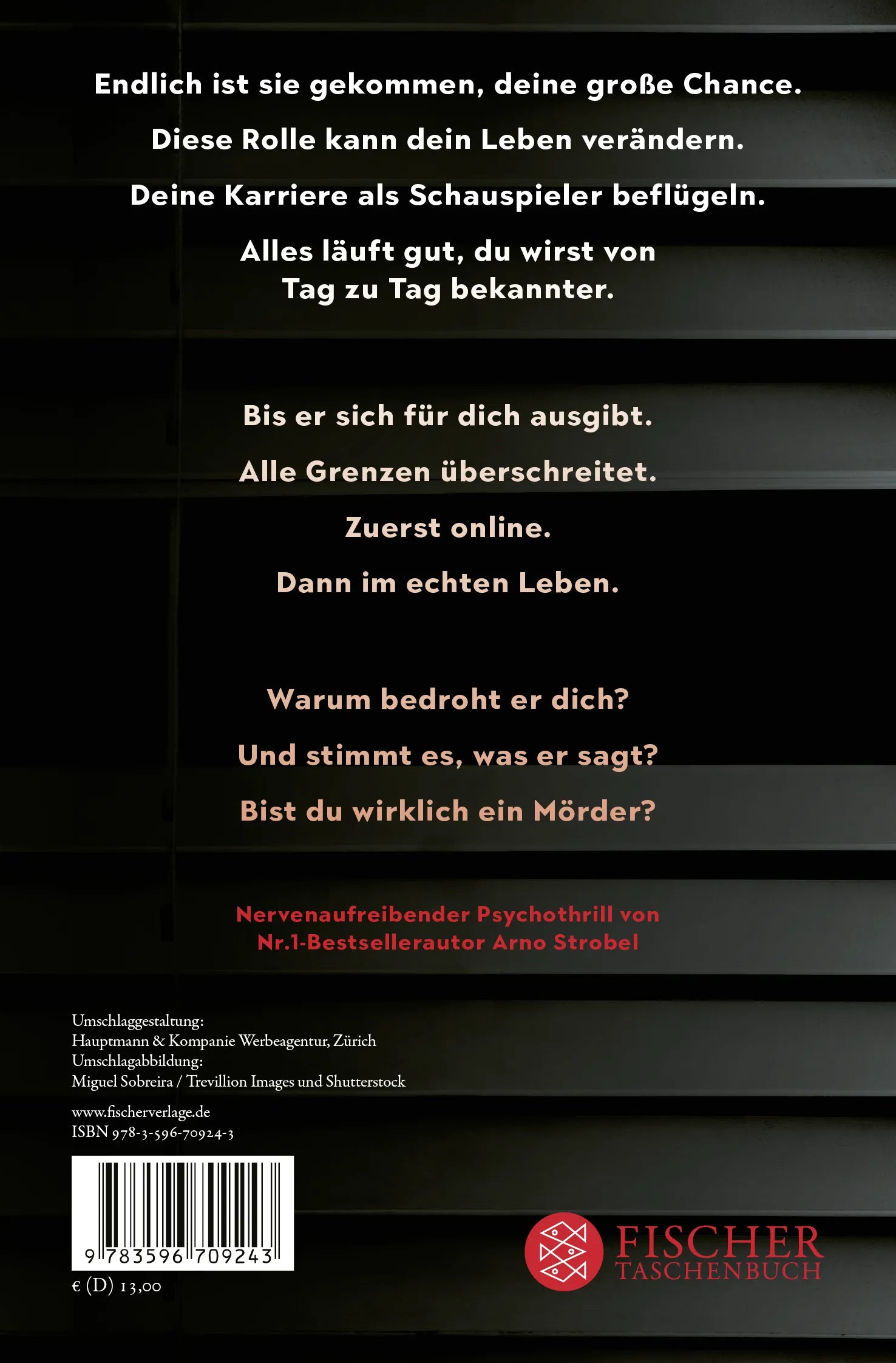 Buchrückseite von 'Stalker – Er will dein Leben.' mit Klappentext - Taschenbuch