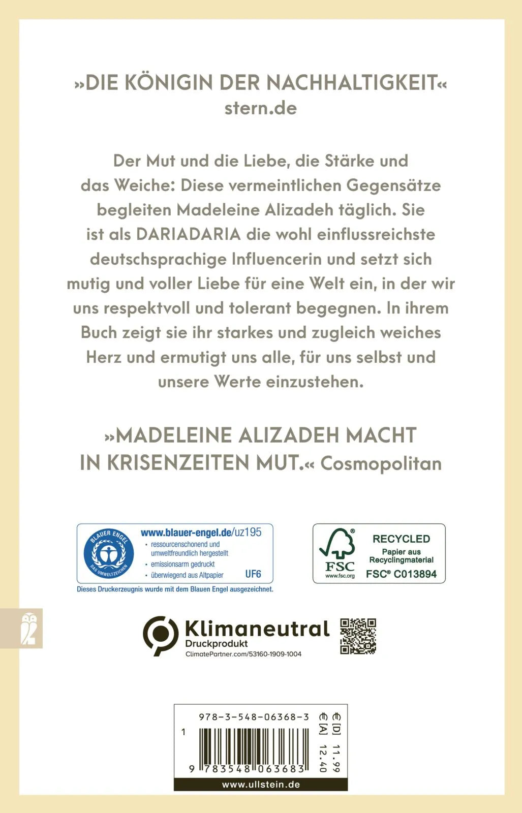Buchrückseite von 'Starkes weiches Herz' mit Klappentext - Taschenbuch
