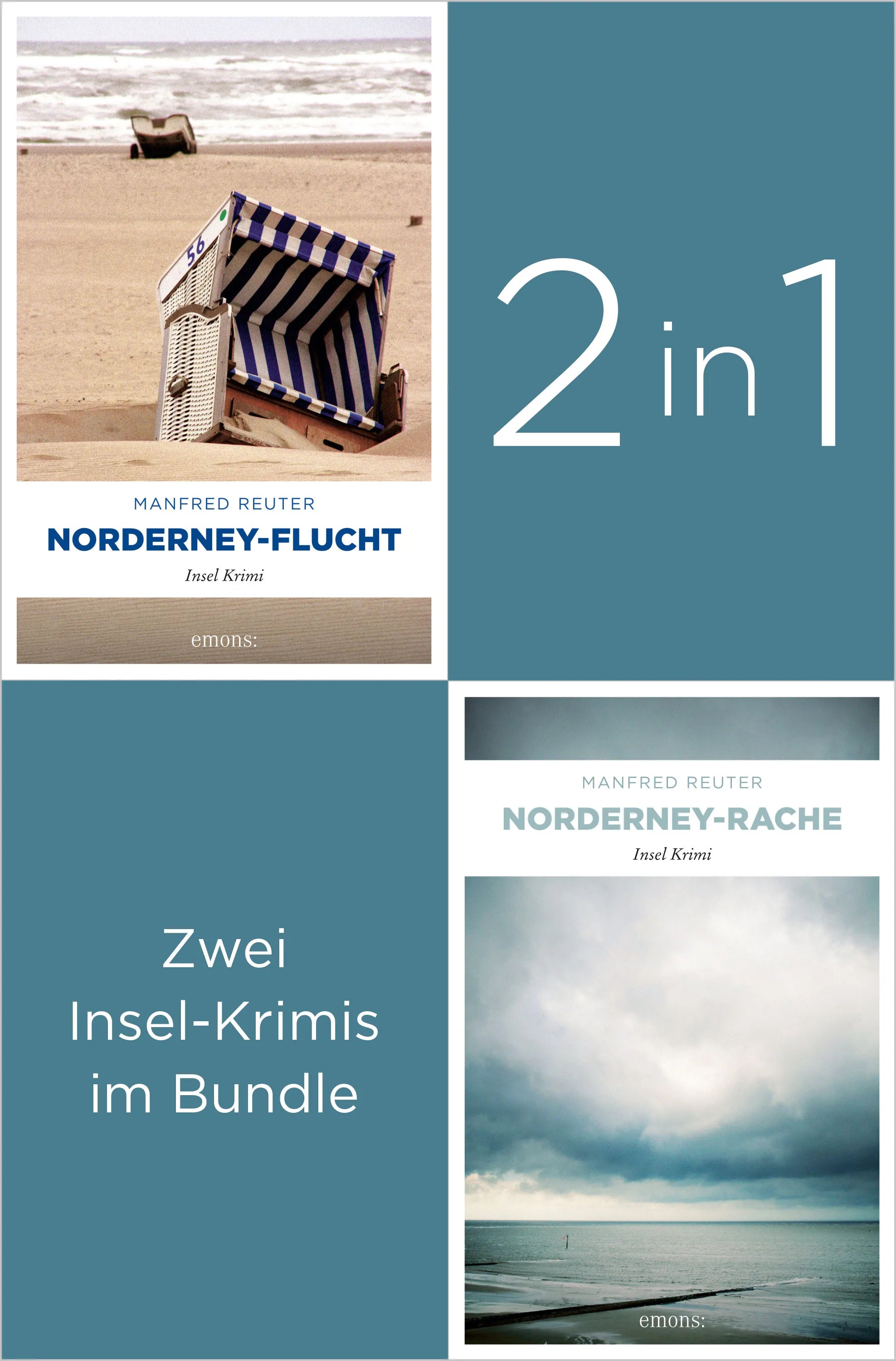 Cover: Start der Insel-Krimi-Reihe um Ermittler Visser: »Norderney-Flucht« und »Norderney-Rache« (E-Book) von Manfred Reuter