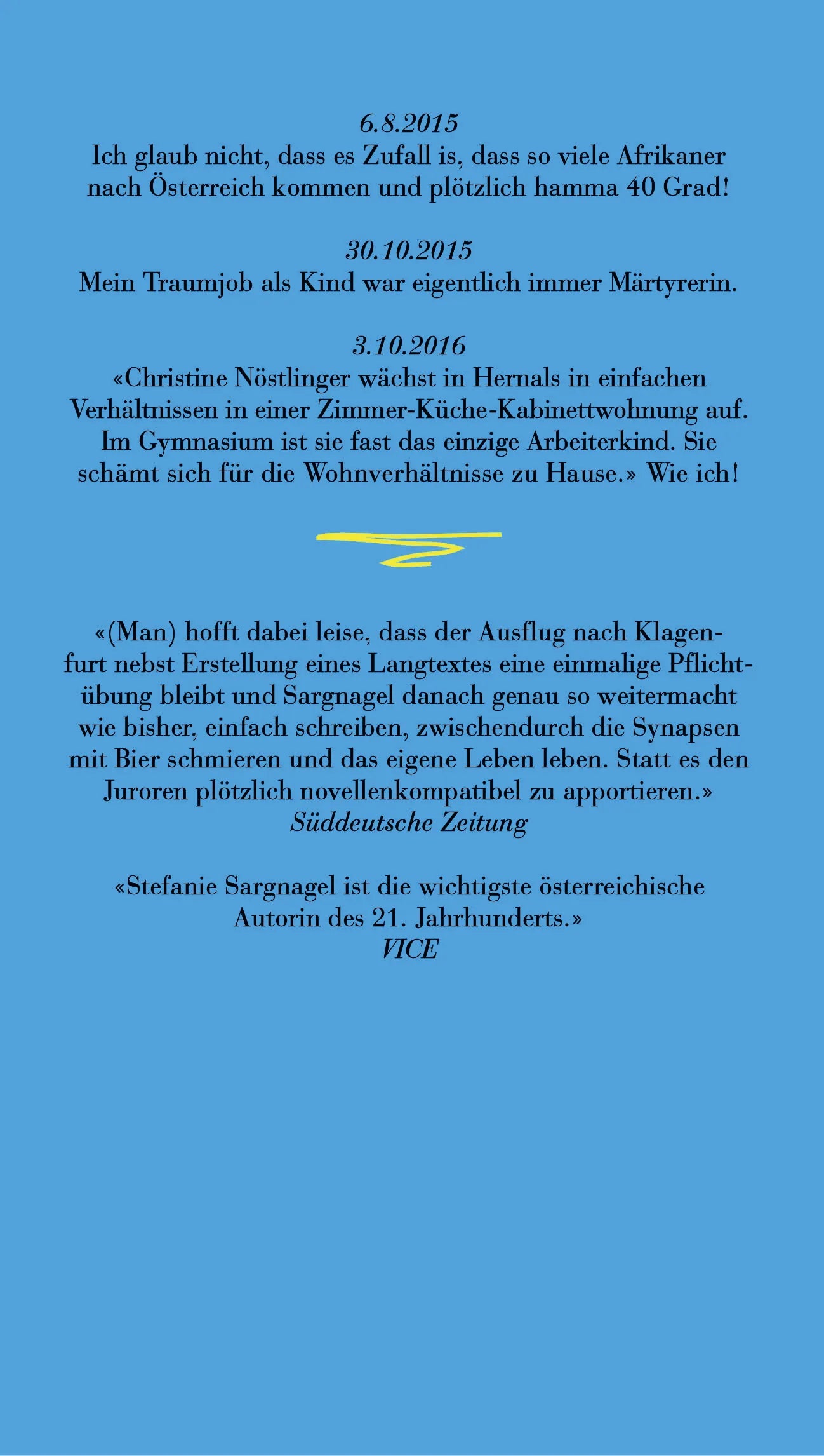 Buchrückseite von 'Statusmeldungen' mit Klappentext - Gebundene Ausgabe