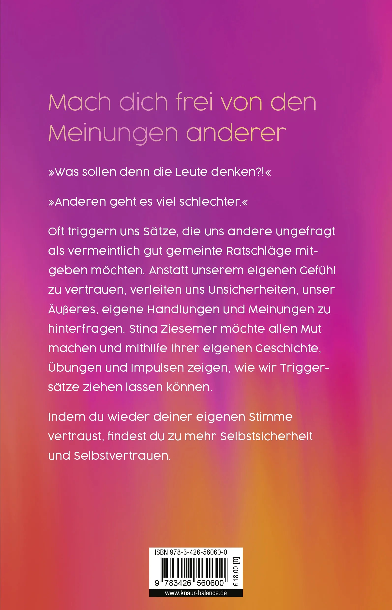 Buchrückseite von '»Stell dich nicht so an!«' mit Klappentext - Paperback