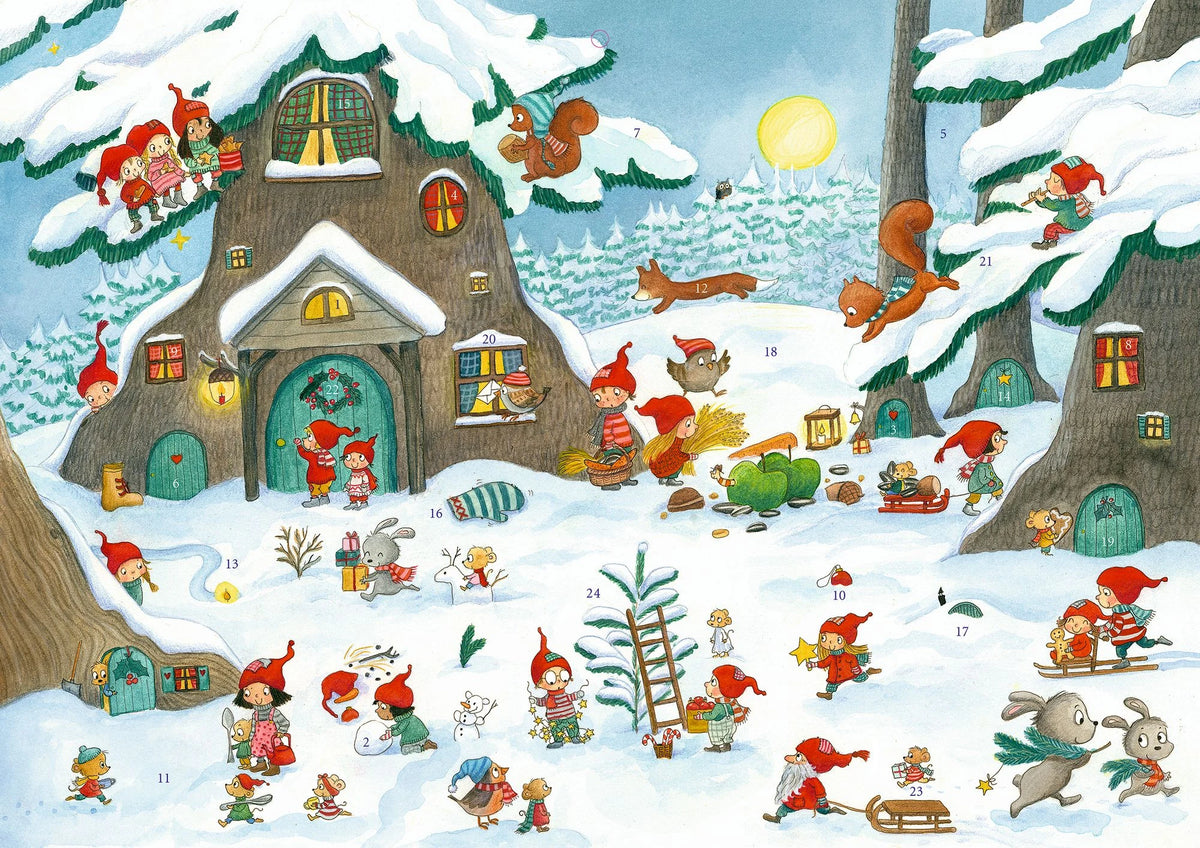 Adventskalender: Sticker-Adventskalender – Im Wichtel-Wimmelwald