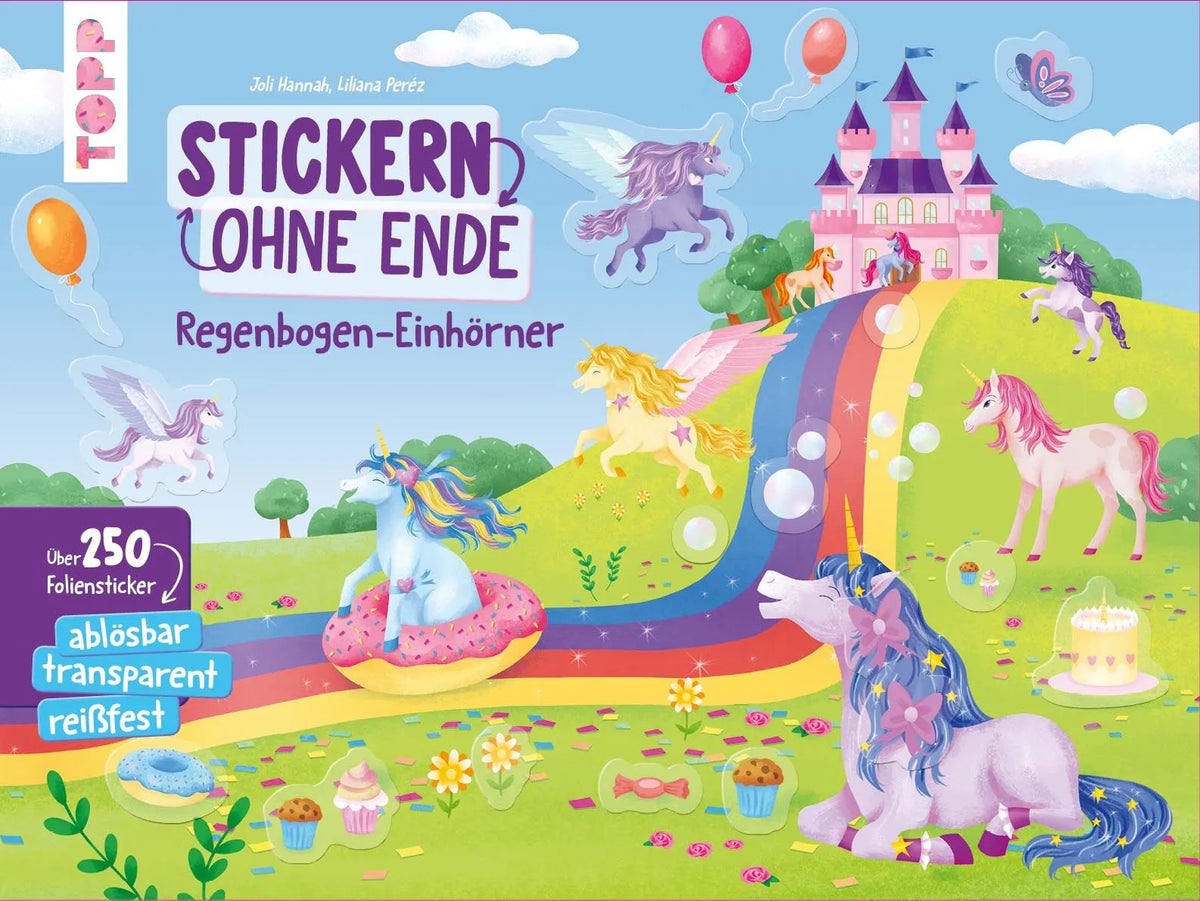 Cover: Stickern ohne Ende - Regenbogen-Einhörner (Taschenbuch) von Joli Hannah
