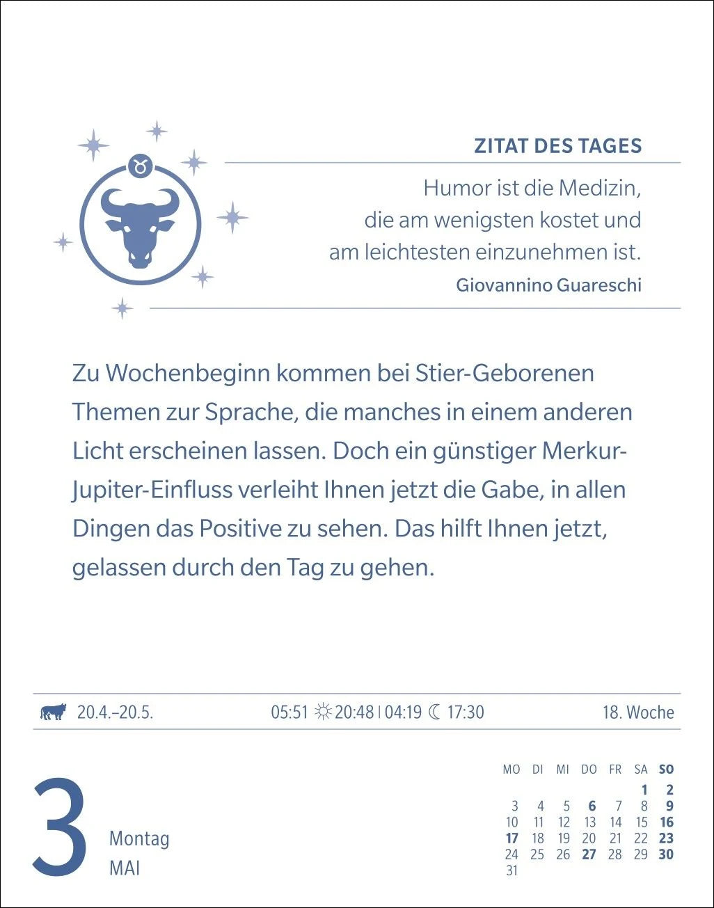 Stier Sternzeichenkalender 2027 - Tagesabreißkalender - Ihr Horoskop für jeden Tag – Ansicht