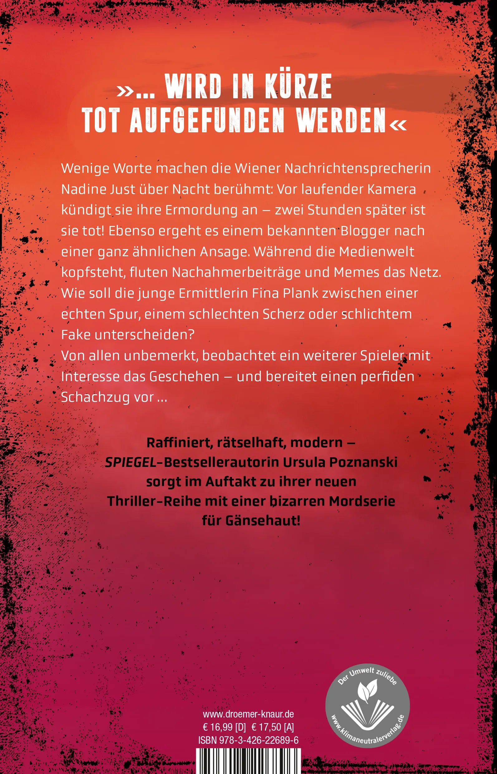 Buchrückseite von 'Stille blutet' mit Klappentext - Paperback