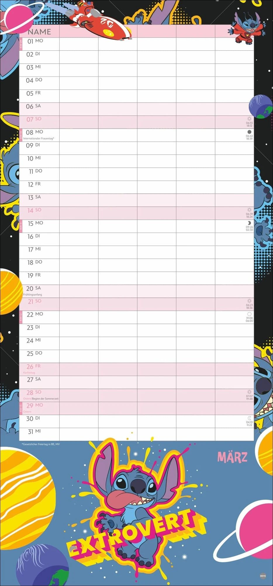 Stitch Familienplaner 2027 – Ansicht